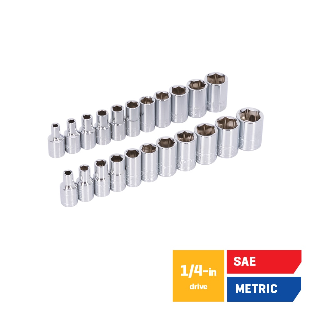 Juego de herramientas mecánicas de 50 piezas con estuche resistente - Cromo pulido estándar (SAE) y métrico Kobalt 53418