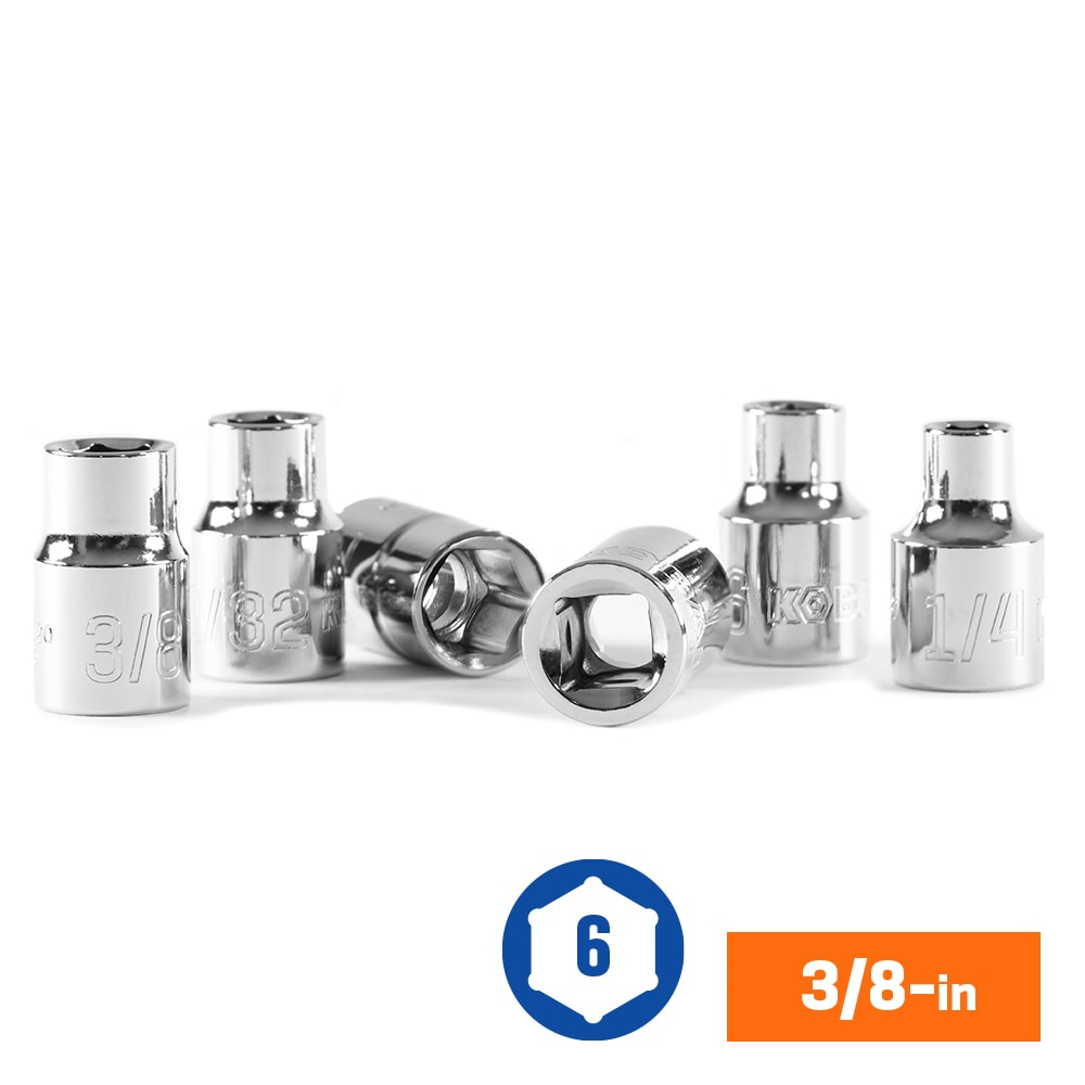Set de herramientas mecánicas estándar (SAE) y métricas de cromo pulido de 55 piezas Kobalt con estuche rígido 53342