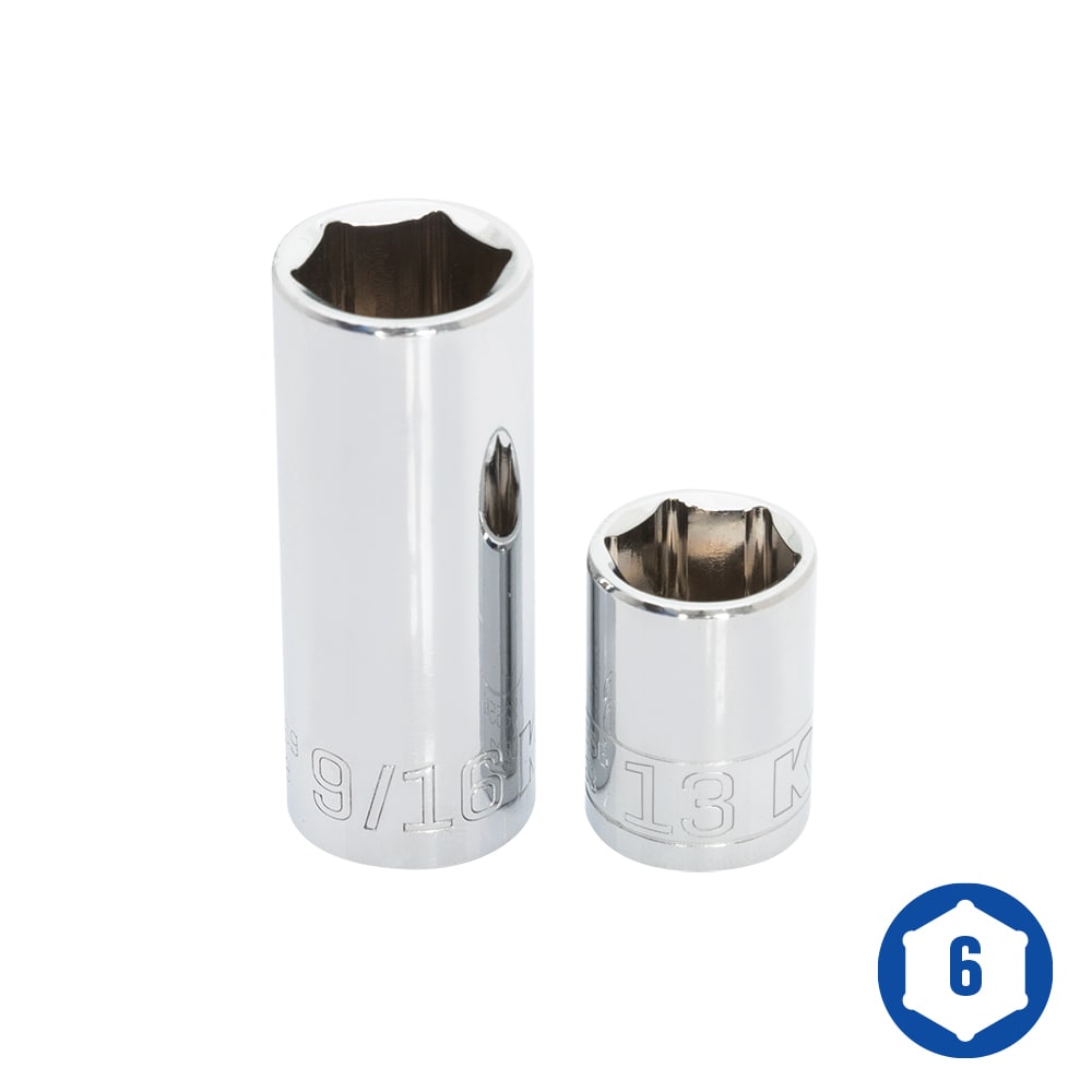 Set de herramientas mecánicas estándar (SAE) y métricas de cromo pulido de 55 piezas Kobalt con estuche rígido 53342