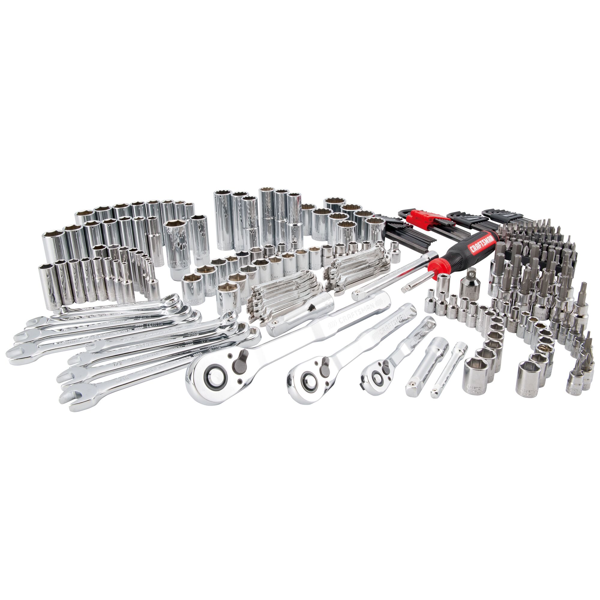 Juego de herramientas mecánicas CRAFTSMAN VERSASTACK de 230 piezas estándar (SAE) y métricas cromadas pulidas con estuche rígido - CMMT45306