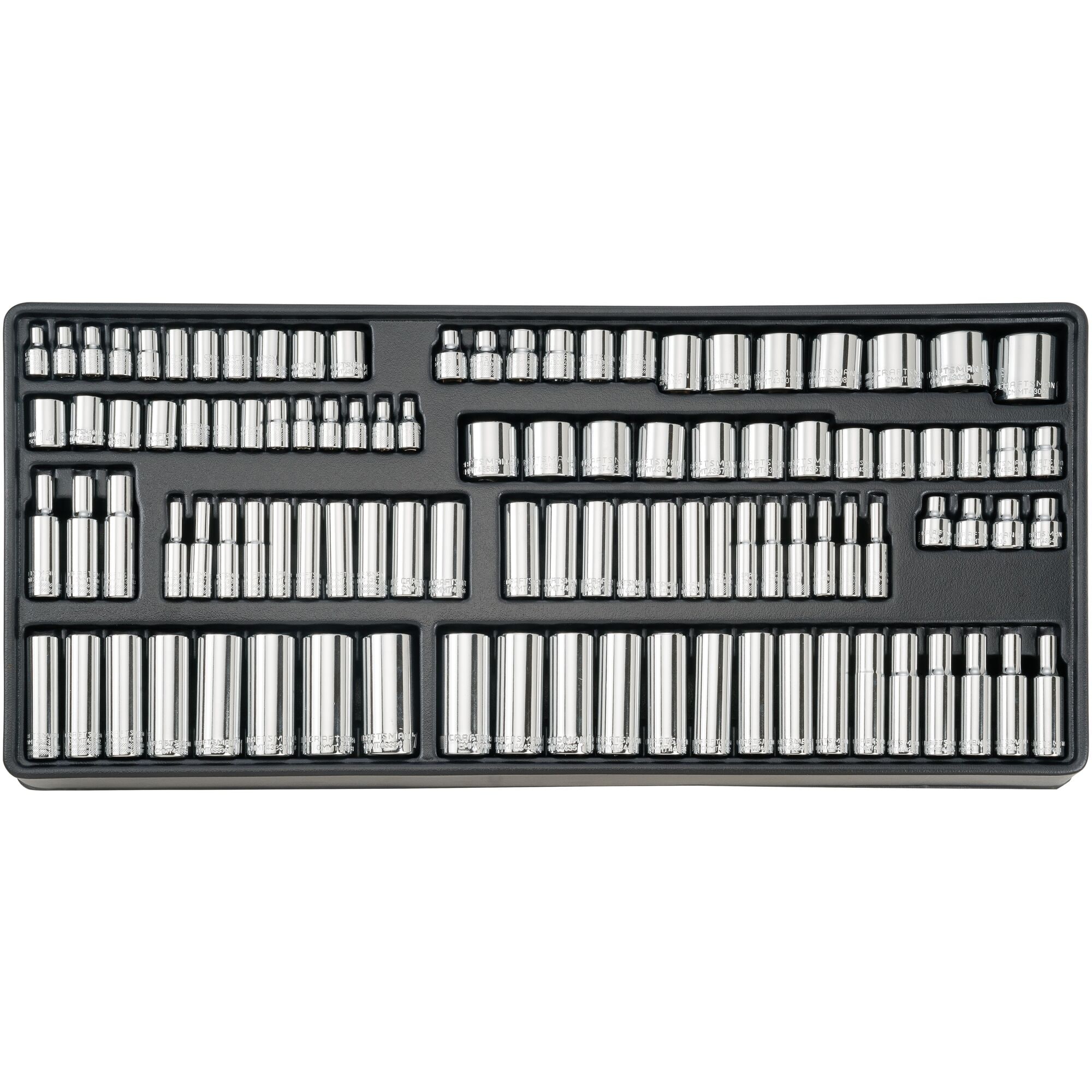 Set de herramientas para mecánicos de 298 piezas estándar y métricas en cromo pulido (sin estuche)