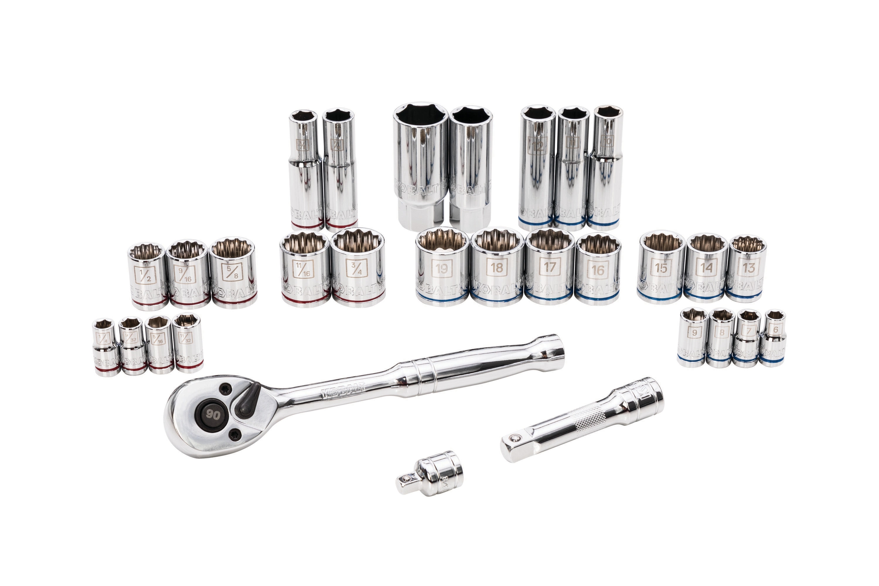 Set de herramientas mecánicas de 30 piezas estándar (SAE) y métrico de cromo pulido con estuche resistente.