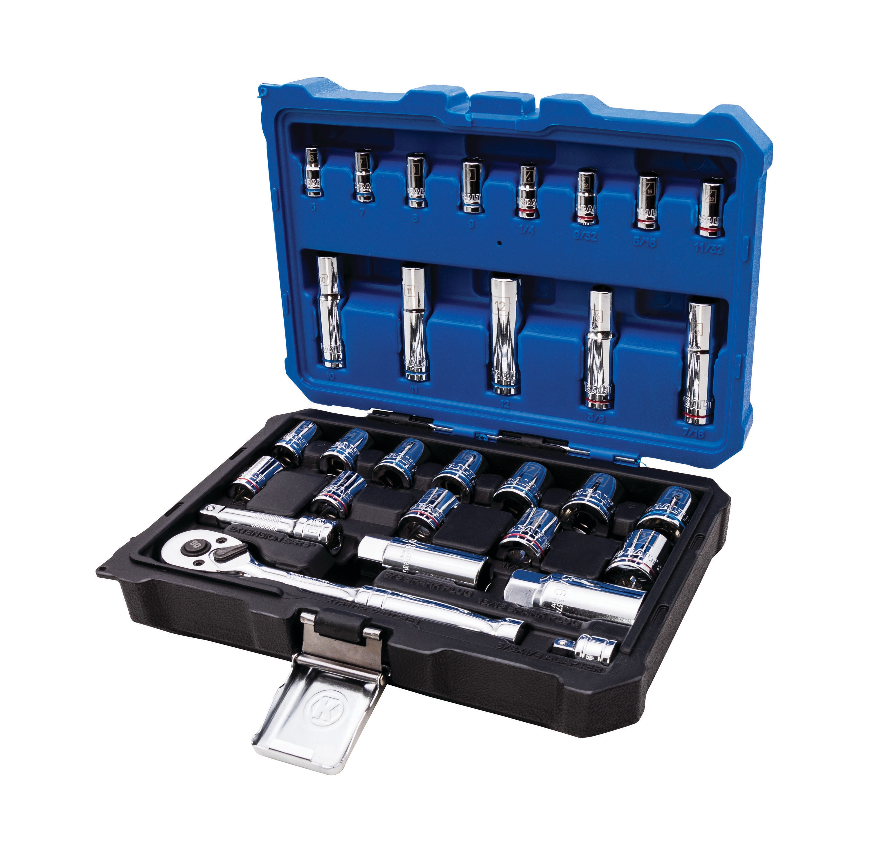 Set de herramientas mecánicas de 30 piezas estándar (SAE) y métrico de cromo pulido con estuche resistente.
