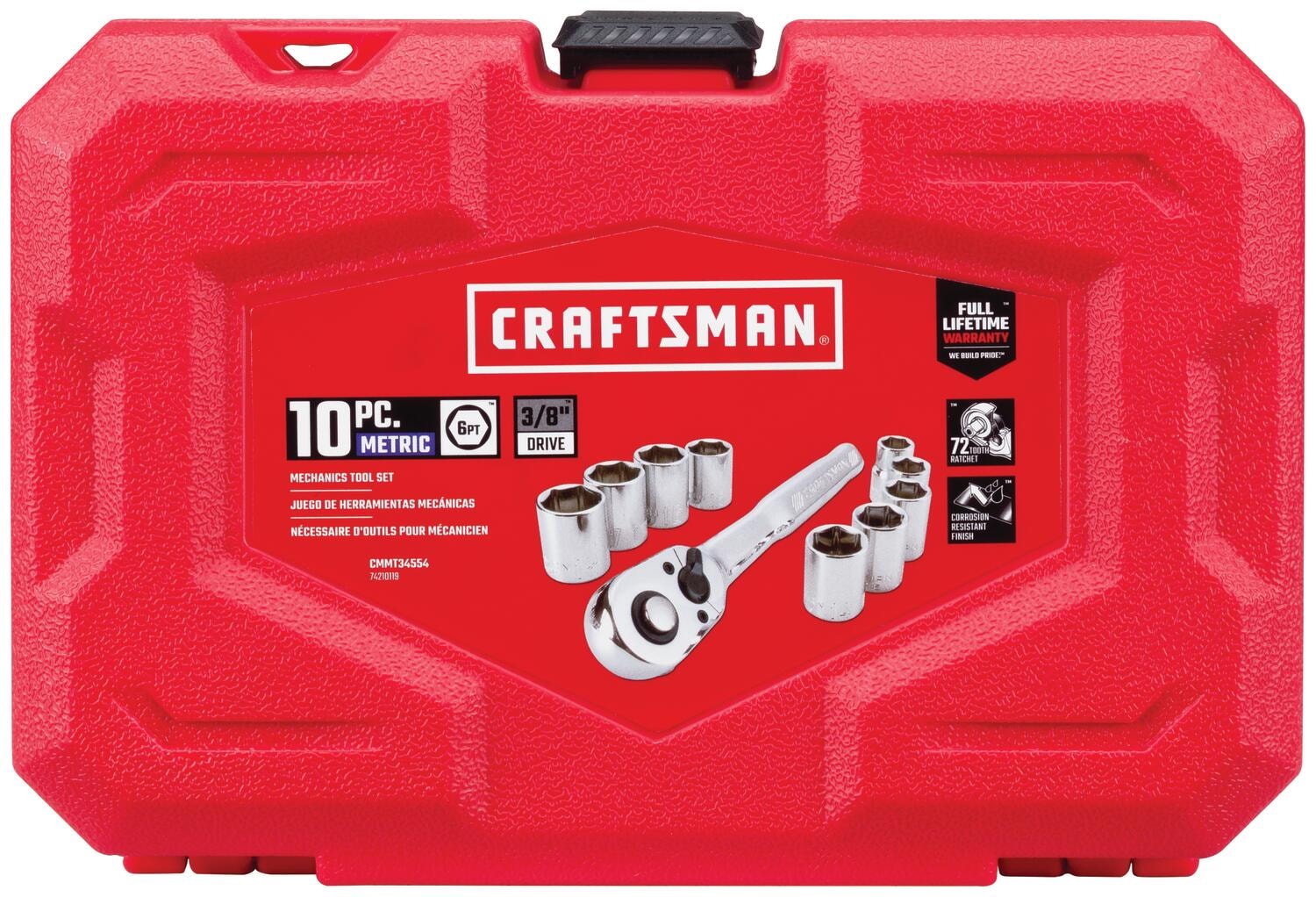 Juego de Herramientas Mecánicas de Cromo Pulido Métrico de 10 Piezas de CRAFTSMAN con Estuche Resistente