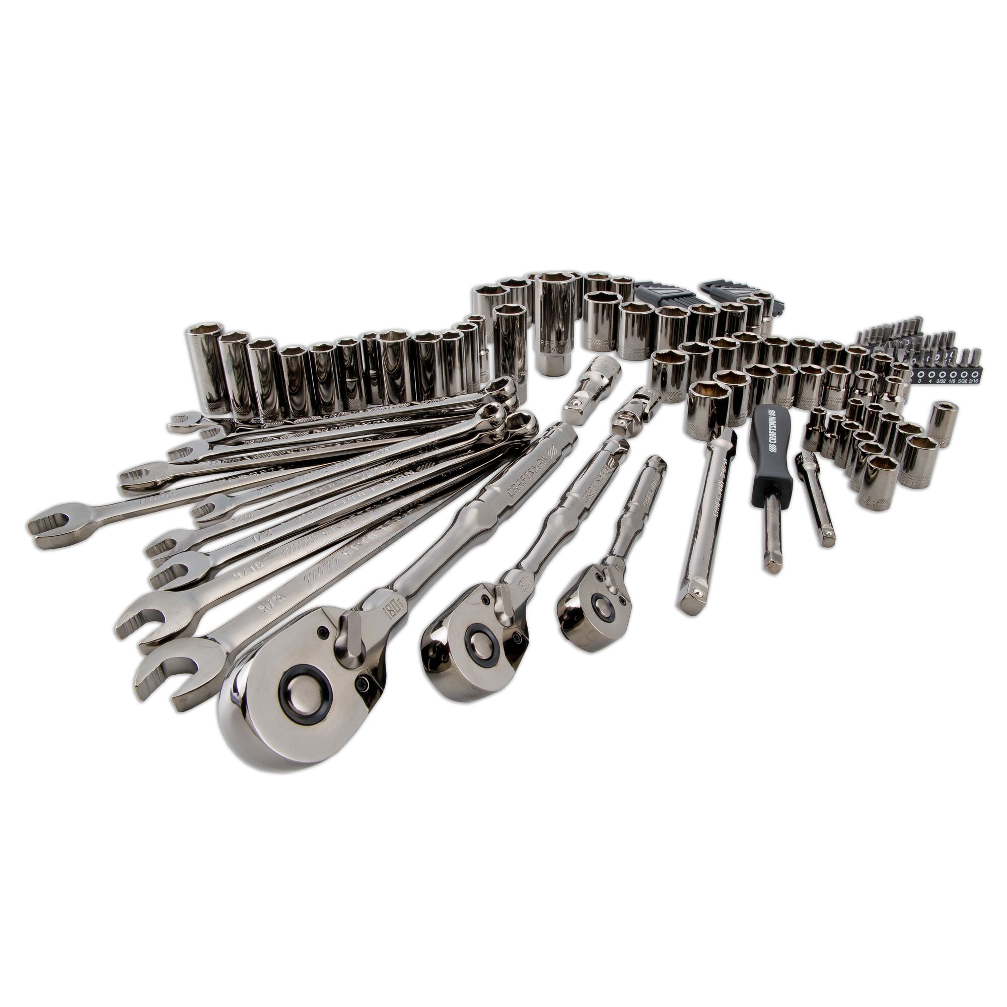 Juego de Herramientas Mecánicas de 121 Piezas en Cromo Gunmetal Estándar (SAE) y Métrico con Maletín Resistente Craftman Overdrive
