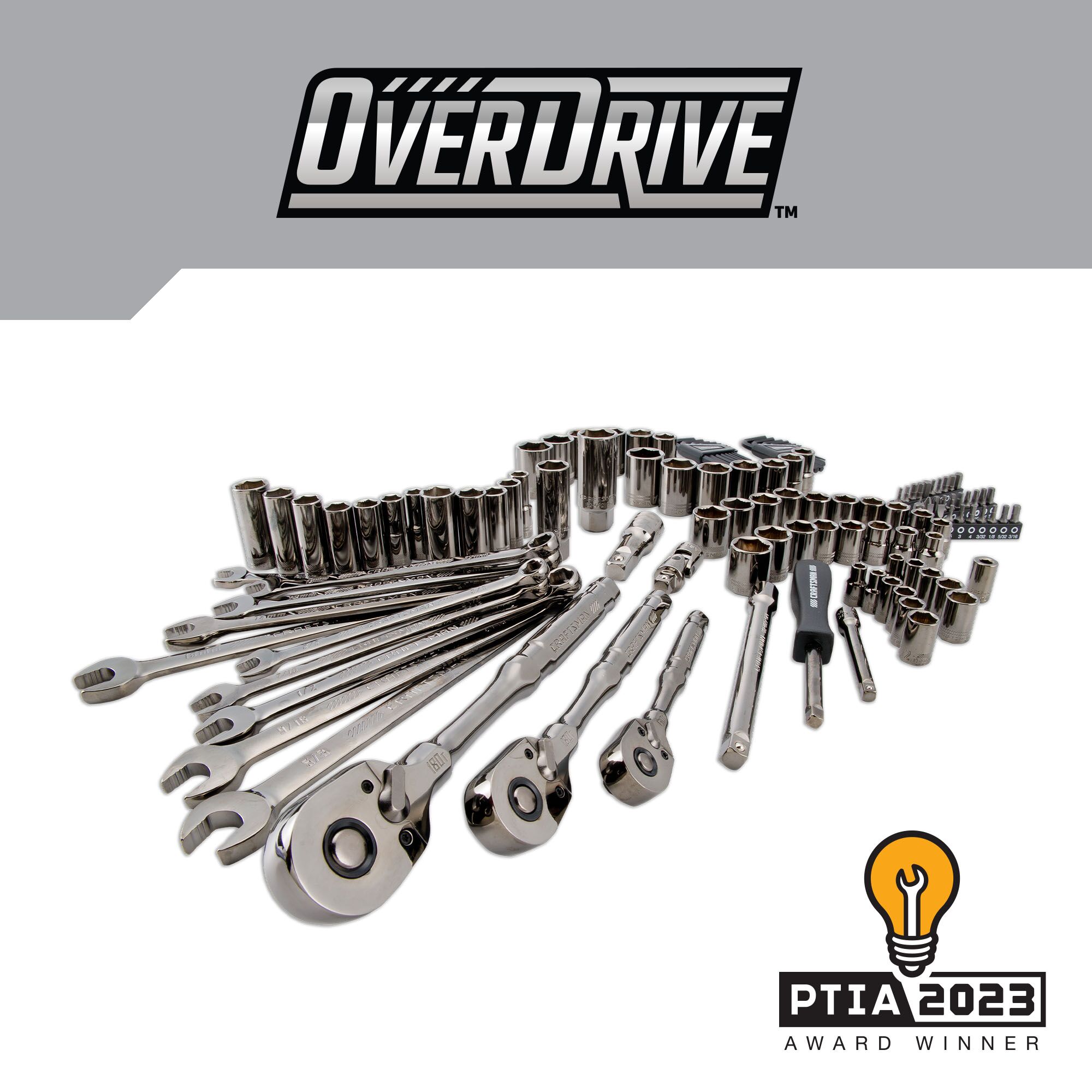 Juego de Herramientas Mecánicas de 121 Piezas en Cromo Gunmetal Estándar (SAE) y Métrico con Maletín Resistente Craftman Overdrive