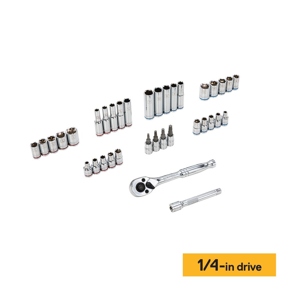 Set de herramientas mecánicas Kobalt de 154 piezas estándar (SAE) y métricas en cromo pulido con estuche resistente 86755