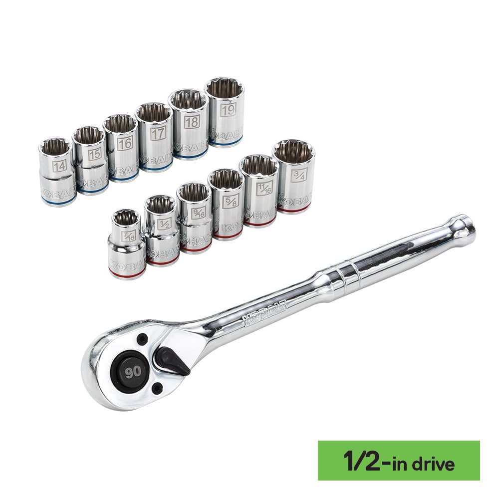 Set de herramientas mecánicas Kobalt de 154 piezas estándar (SAE) y métricas en cromo pulido con estuche resistente 86755