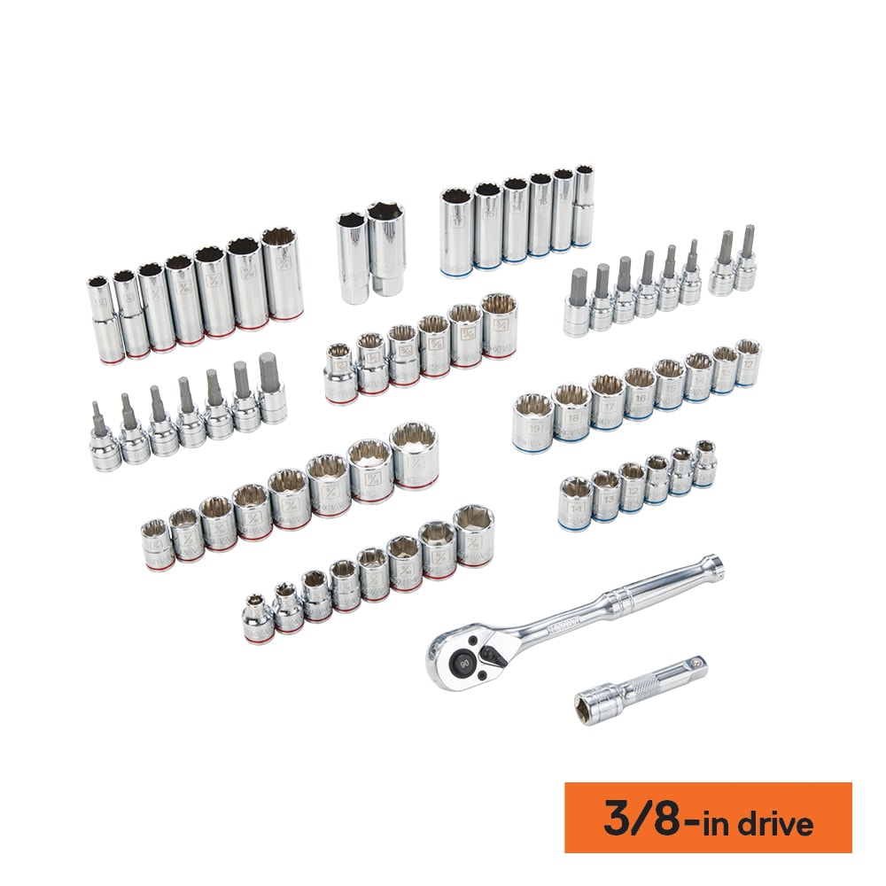 Set de herramientas mecánicas Kobalt de 154 piezas estándar (SAE) y métricas en cromo pulido con estuche resistente 86755