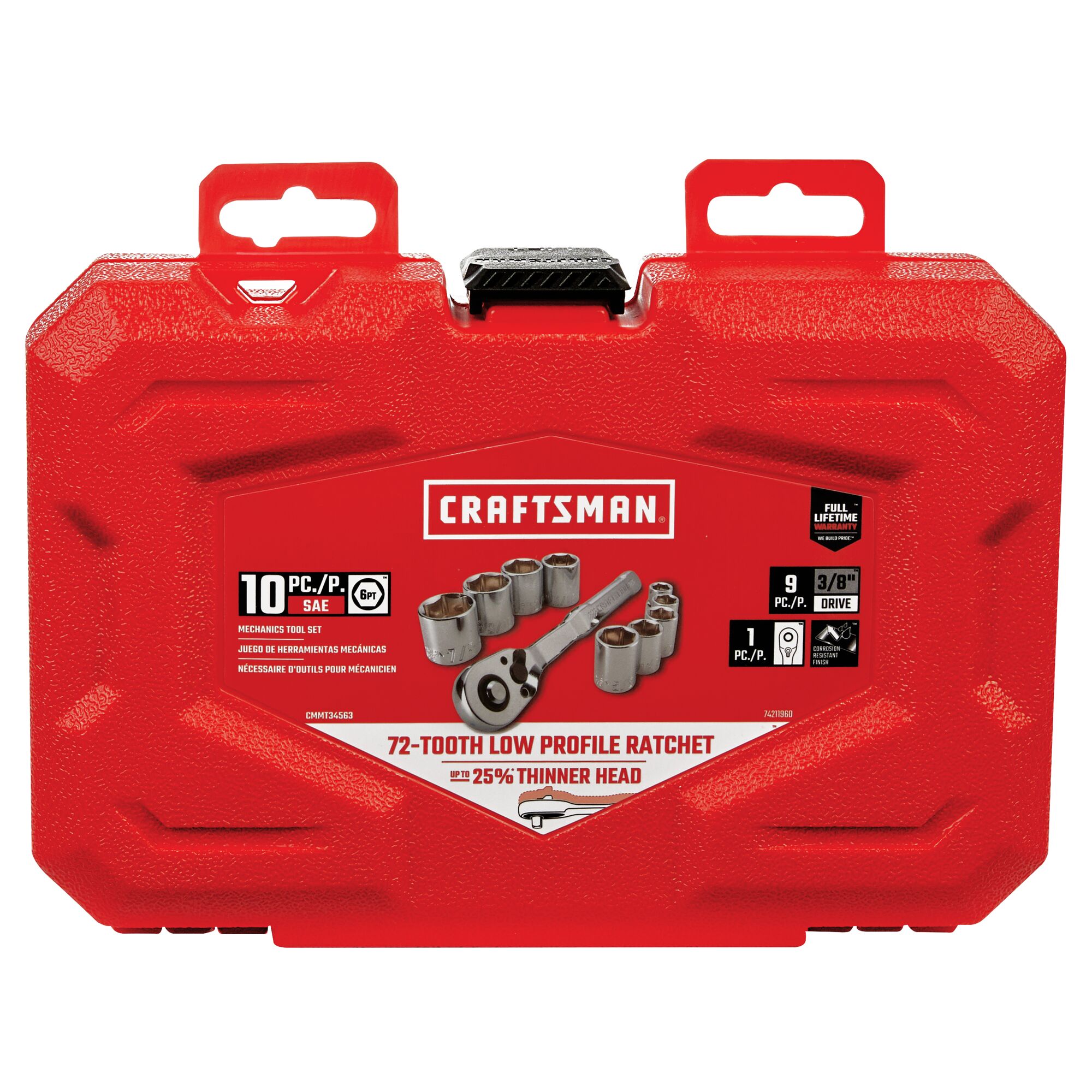 Juego de Herramientas Mecánicas de 10 piezas con Estuche Rígido, Cromo Pulido (SAE) de CRAFTSMAN