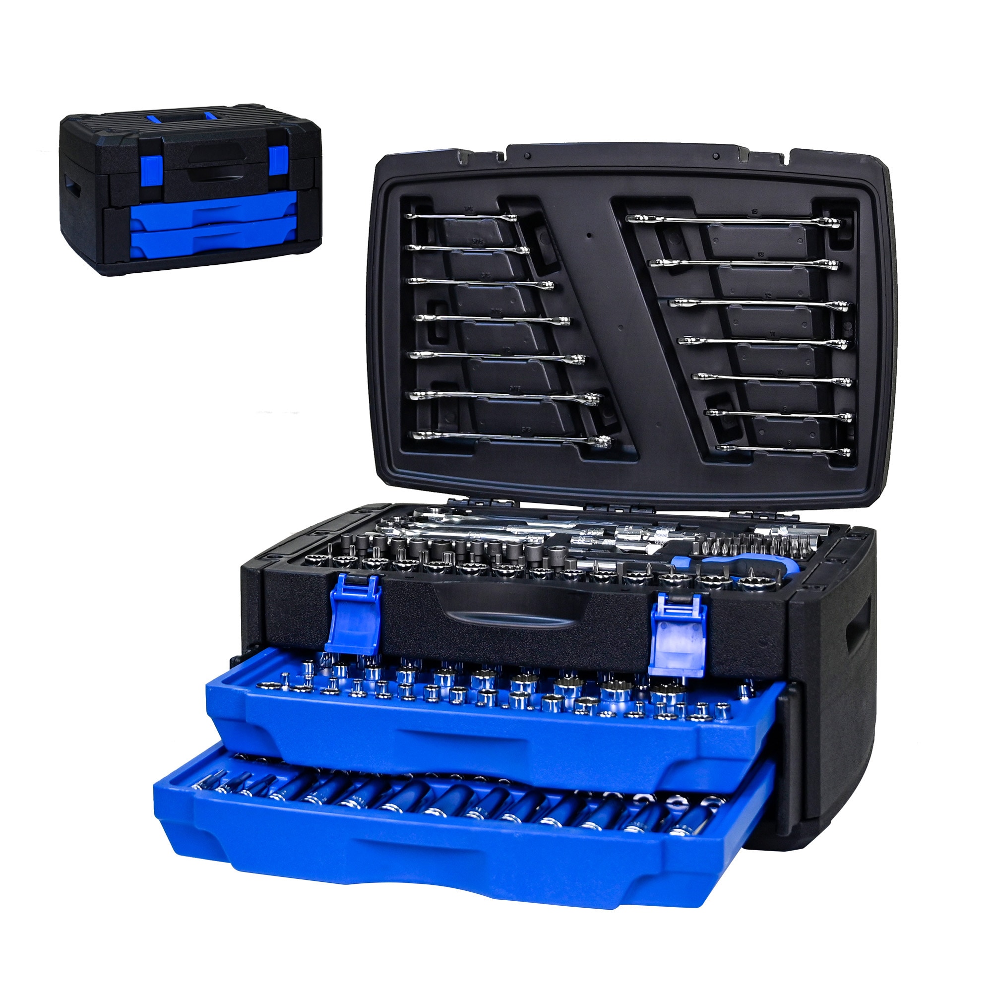 Set de herramientas mecánicas cromadas estándar (SAE) y métricas LETILY de 266 piezas con estuche resistente