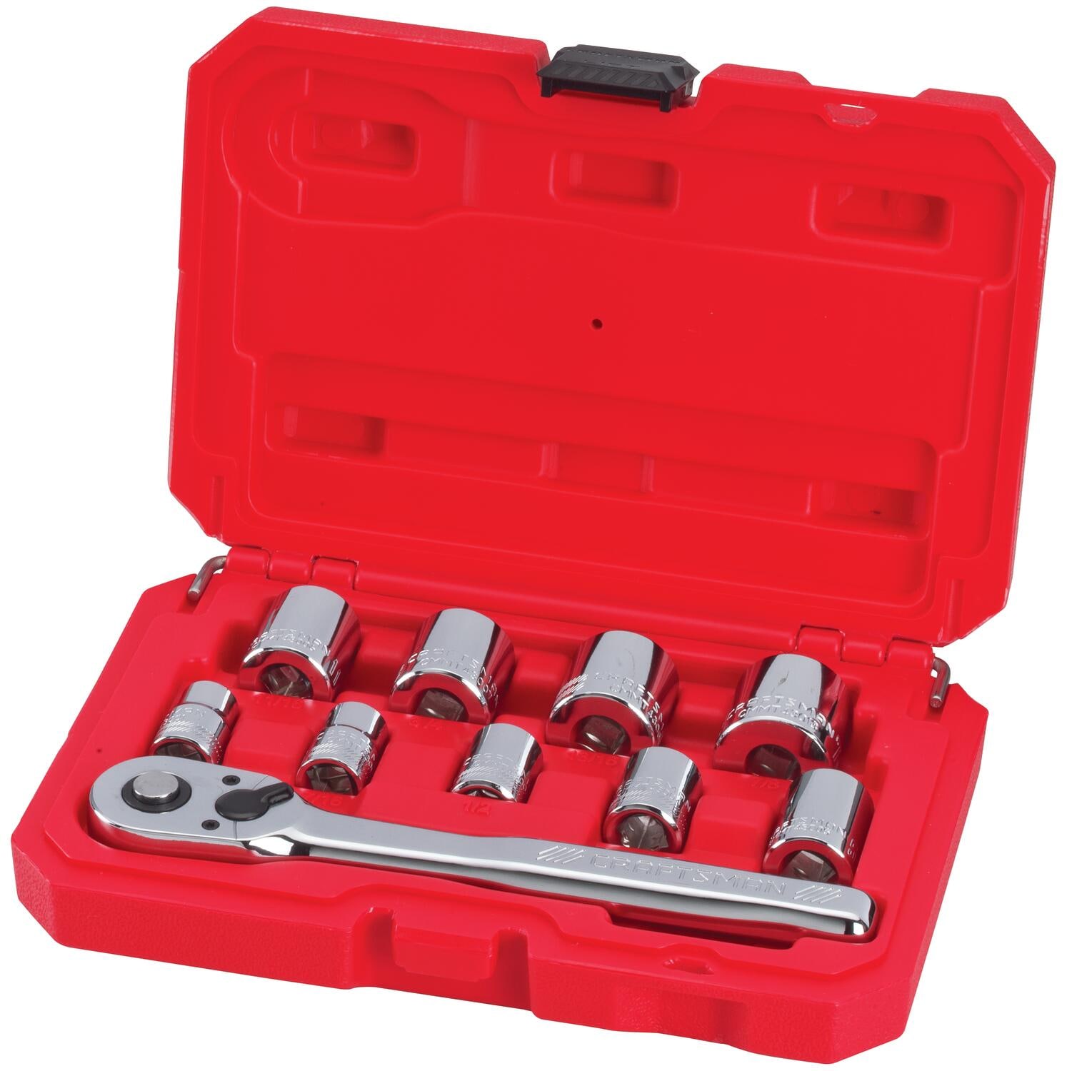 Juego de Herramientas Mecánicas CRAFTSMAN de 10 Piezas en Estándar (SAE), Cromado Pulido con Estuche Resistente