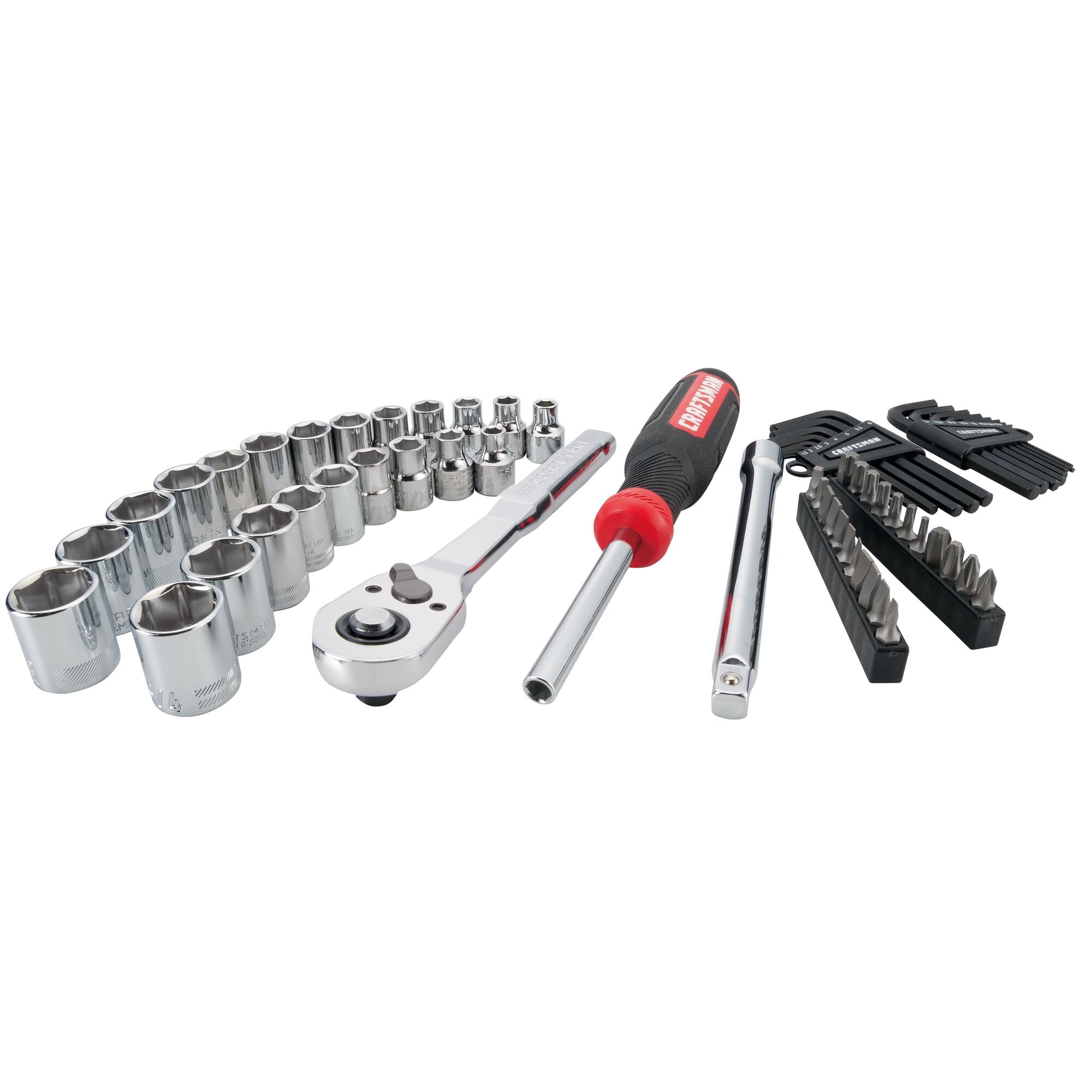 Juego de herramientas mecánicas CRAFTSMAN VERSASTACK de 63 piezas en acabado cromado pulido estándar (SAE) y métrico con estuche rígido - CMMT45163