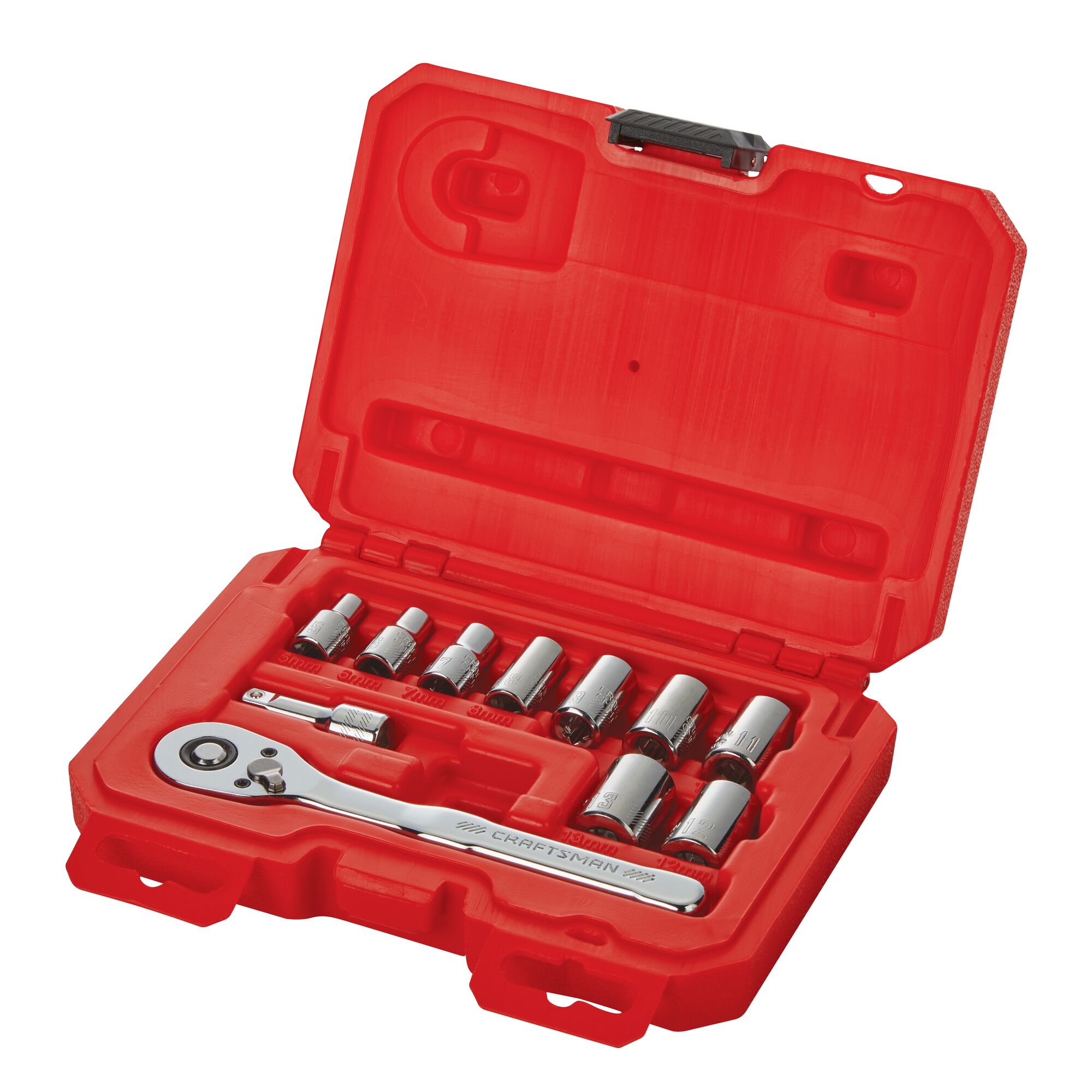 Juego de herramientas mecánicas de 11 piezas en cromo pulido métrico con estuche resistente de CRAFTSMAN CMMT34871