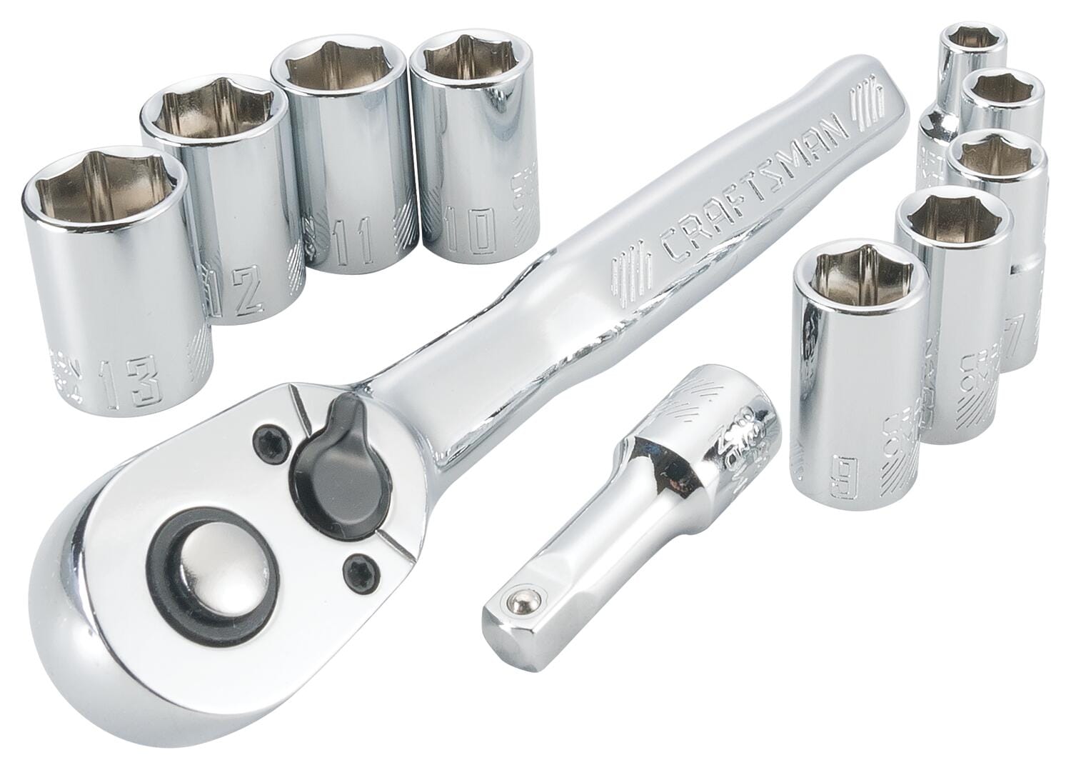 Juego de herramientas de mecánica Craftsman de 11 piezas en métrico cromado pulido con estuche resistente