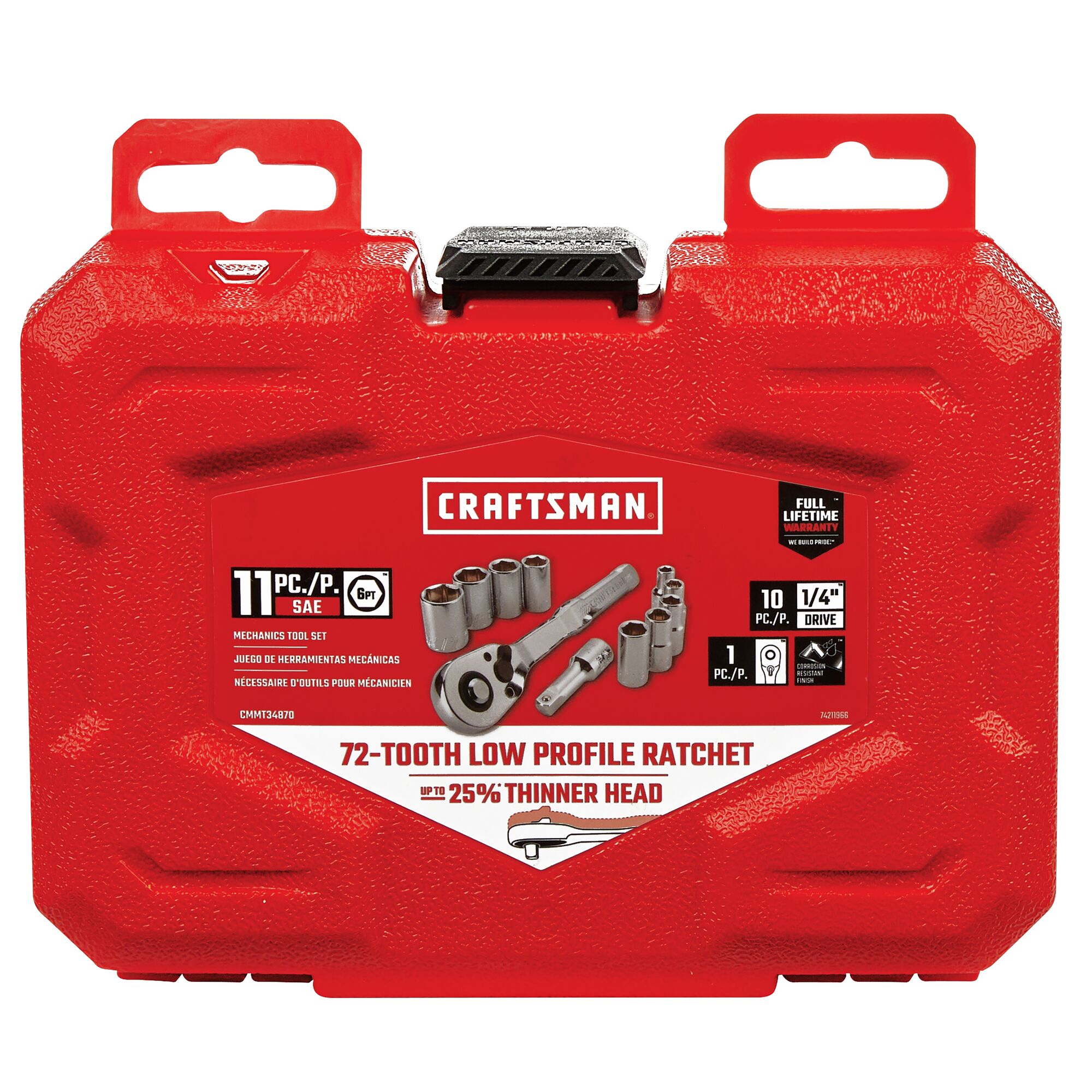 Juego de Herramientas Mecánicas CRAFTSMAN de 11 piezas estándar (SAE) en Cromo Pulido con Estuche Resistente CMMT34870