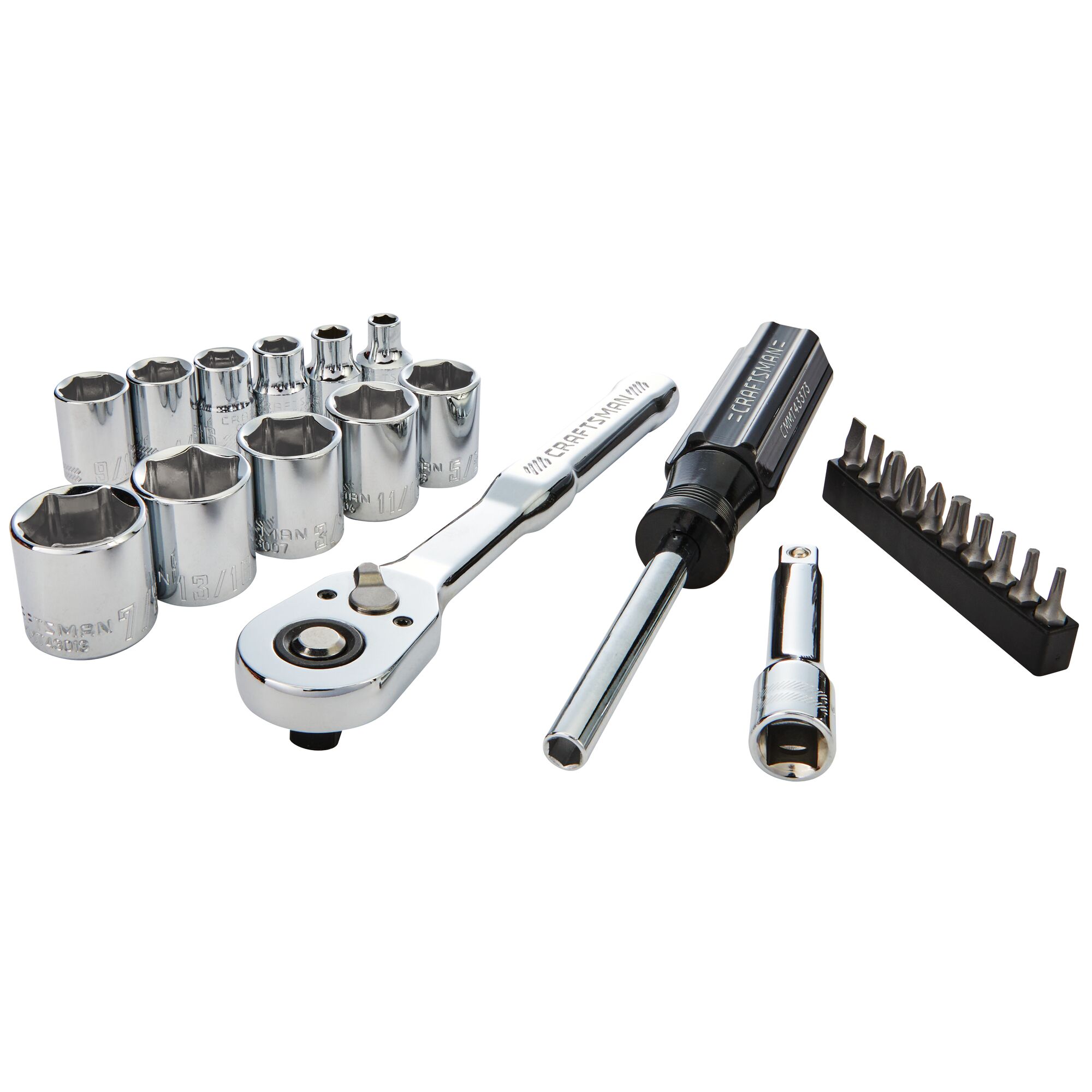 Set de herramientas mecánicas VERSASTACK de 24 piezas estándar (SAE) de cromo pulido con maletín rígido CMMT12112