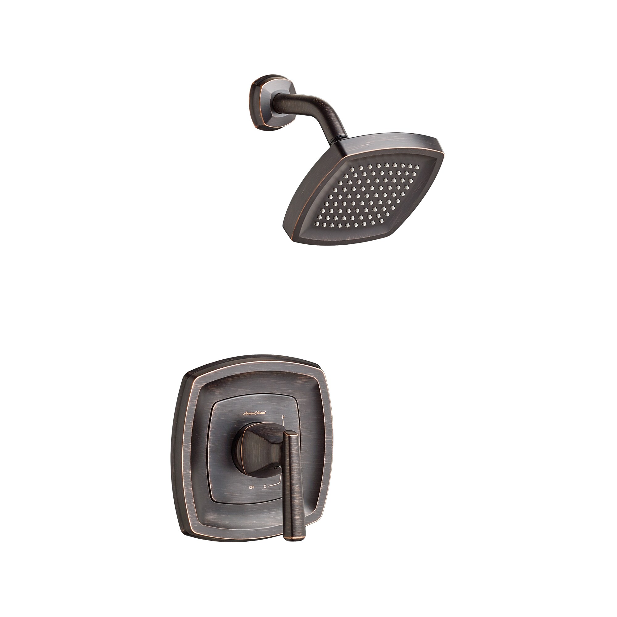 Grifo de ducha cuadrado de bronce estilo Legacy de American Standard Edgemere con un solo mango y función única de 5.75 pulgadas TU018507.278.