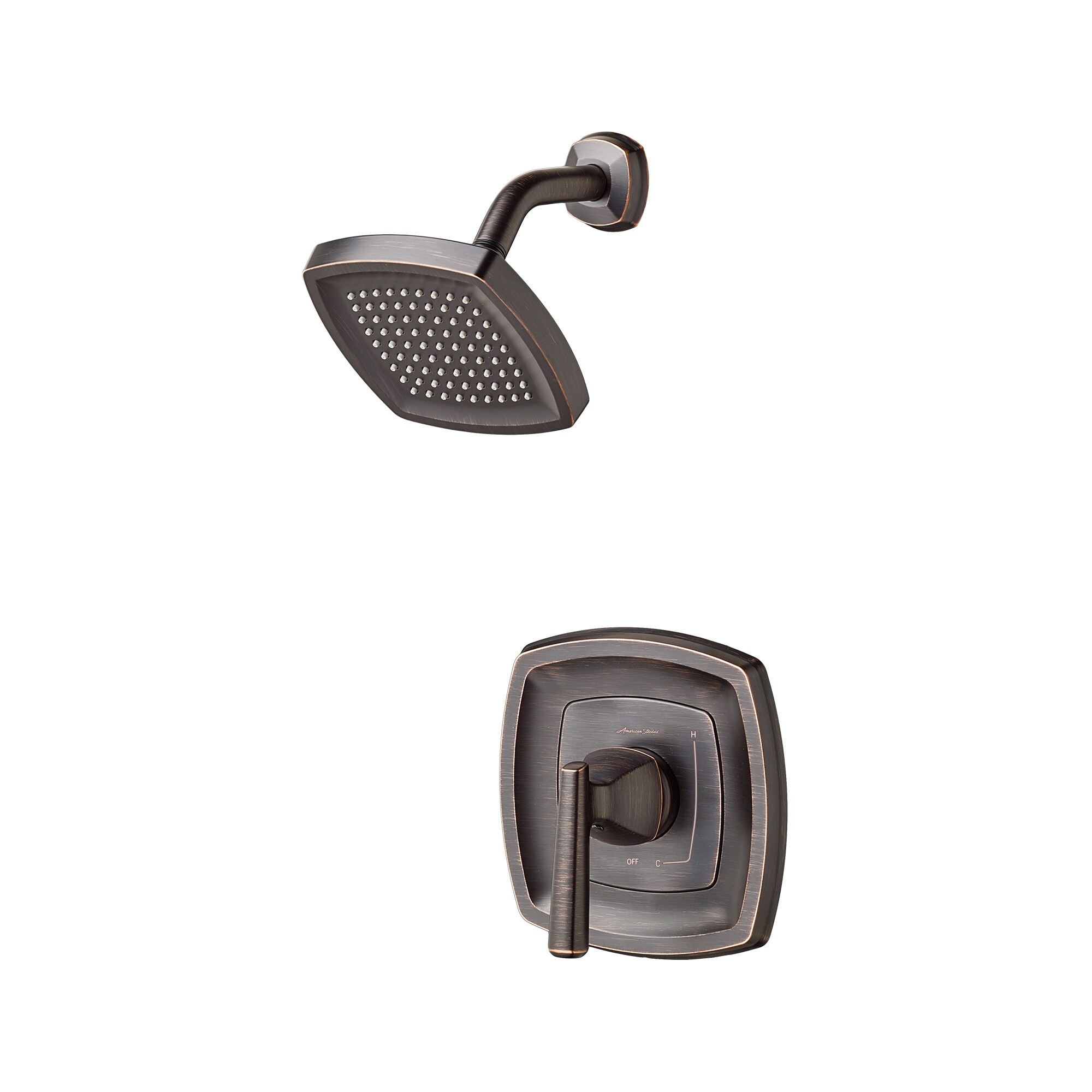 Grifo de ducha cuadrado de bronce estilo Legacy de American Standard Edgemere con un solo mango y función única de 5.75 pulgadas TU018507.278.