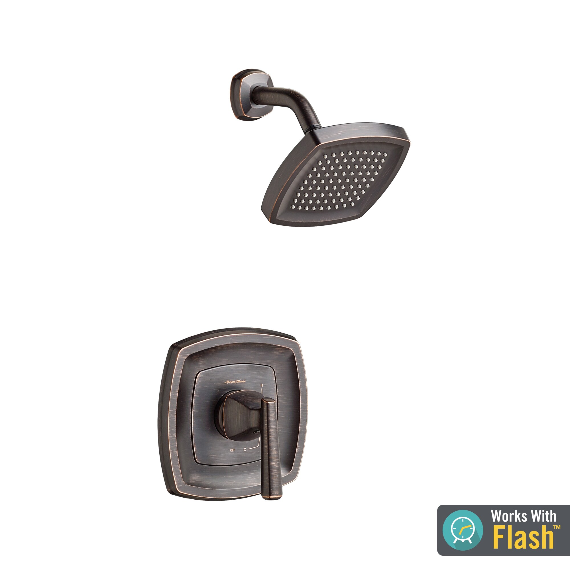 Grifo de ducha cuadrado de bronce estilo Legacy de American Standard Edgemere con un solo mango y función única de 5.75 pulgadas TU018507.278.