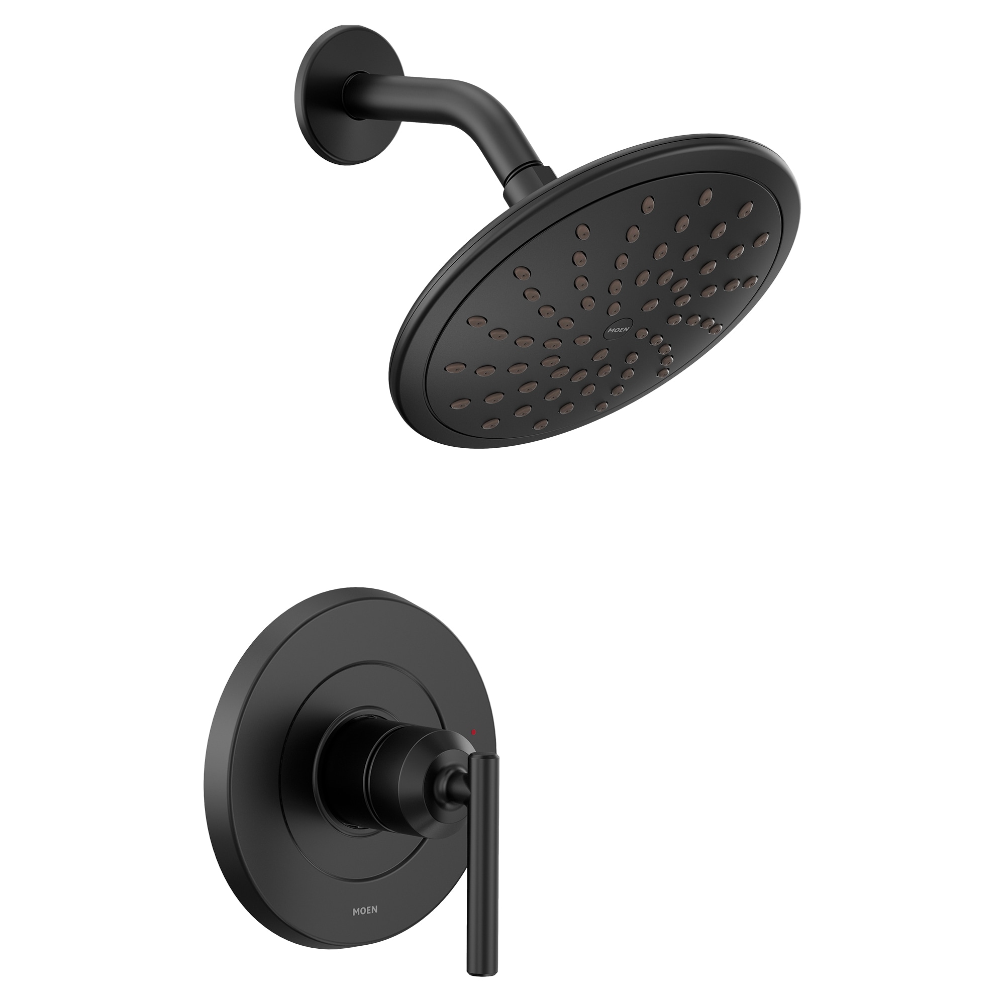 Grifo de ducha redondo de 8 pulgadas con un solo mango y función única en negro mate Gibson de Moen