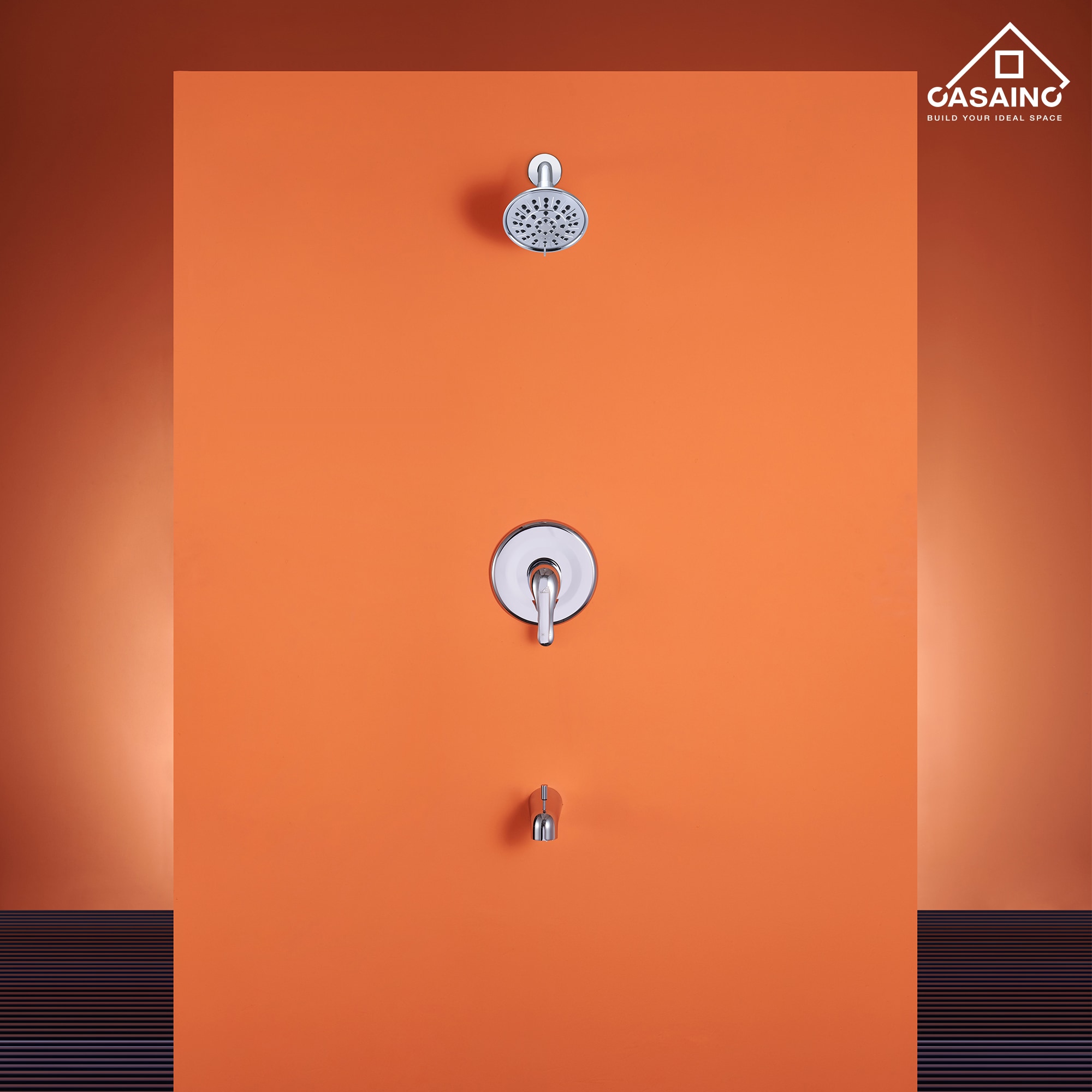Sistema de regadera CASAINC cromado con 1 manija, función individual, regadera redonda de 4.84 pulgadas con válvula HM-B202-SQ-CP