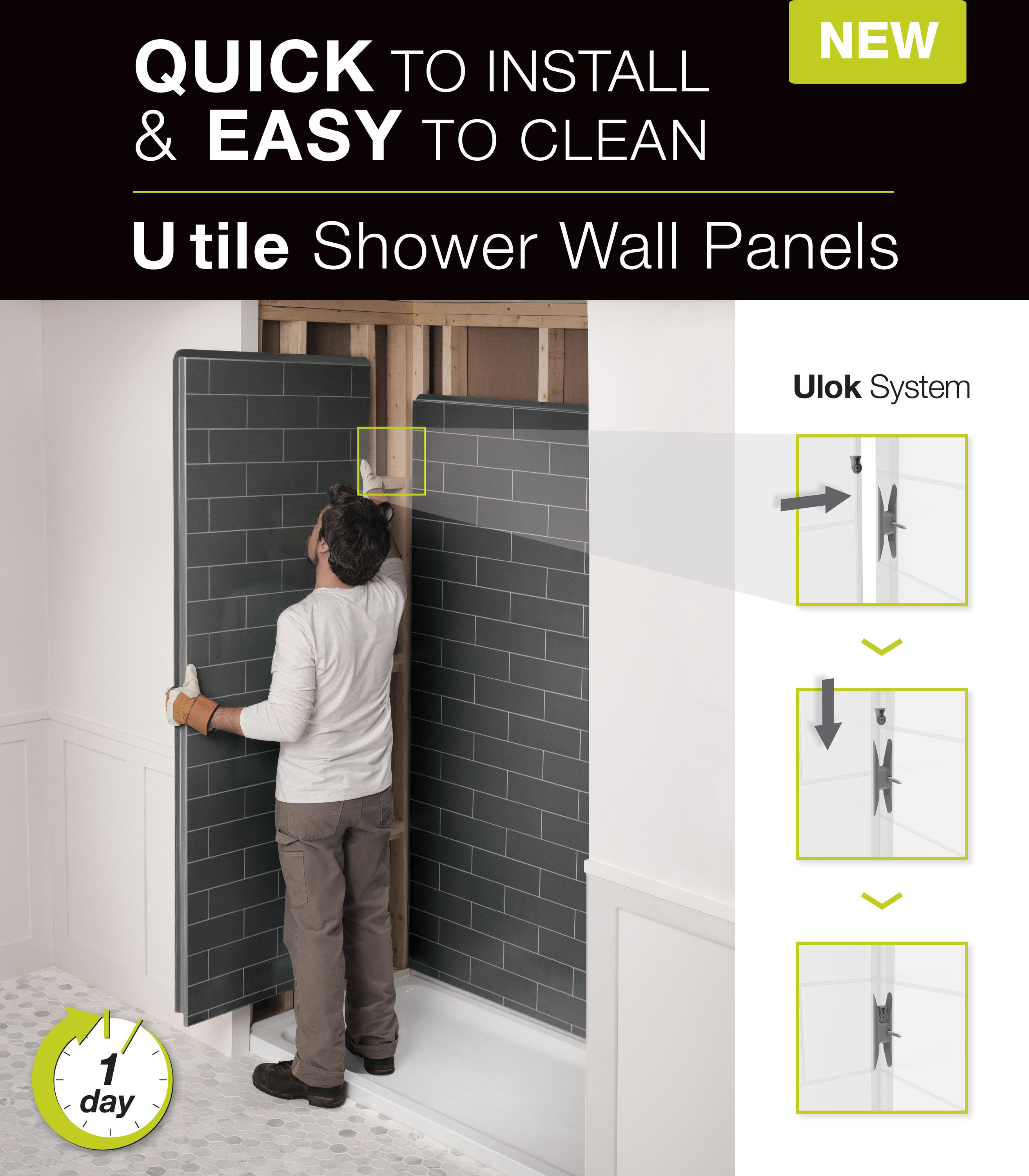 Panel de pared trasera para ducha encajada de una pieza directo al muro MAAX Utile de Mármol Carrara, medidas 48 pulgadas de ancho x 1.13 pulgadas de profundidad x 82.63 pulgadas de altura.