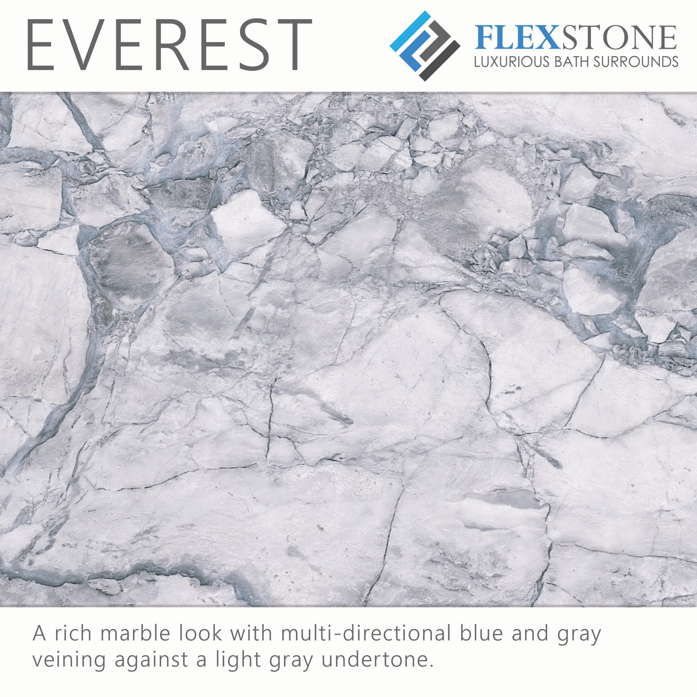 Recubrimiento para pared de ducha FlexStone Royale Everest 3.0 de 60 pulgadas de ancho x 36 pulgadas de profundidad x 80 pulgadas de alto