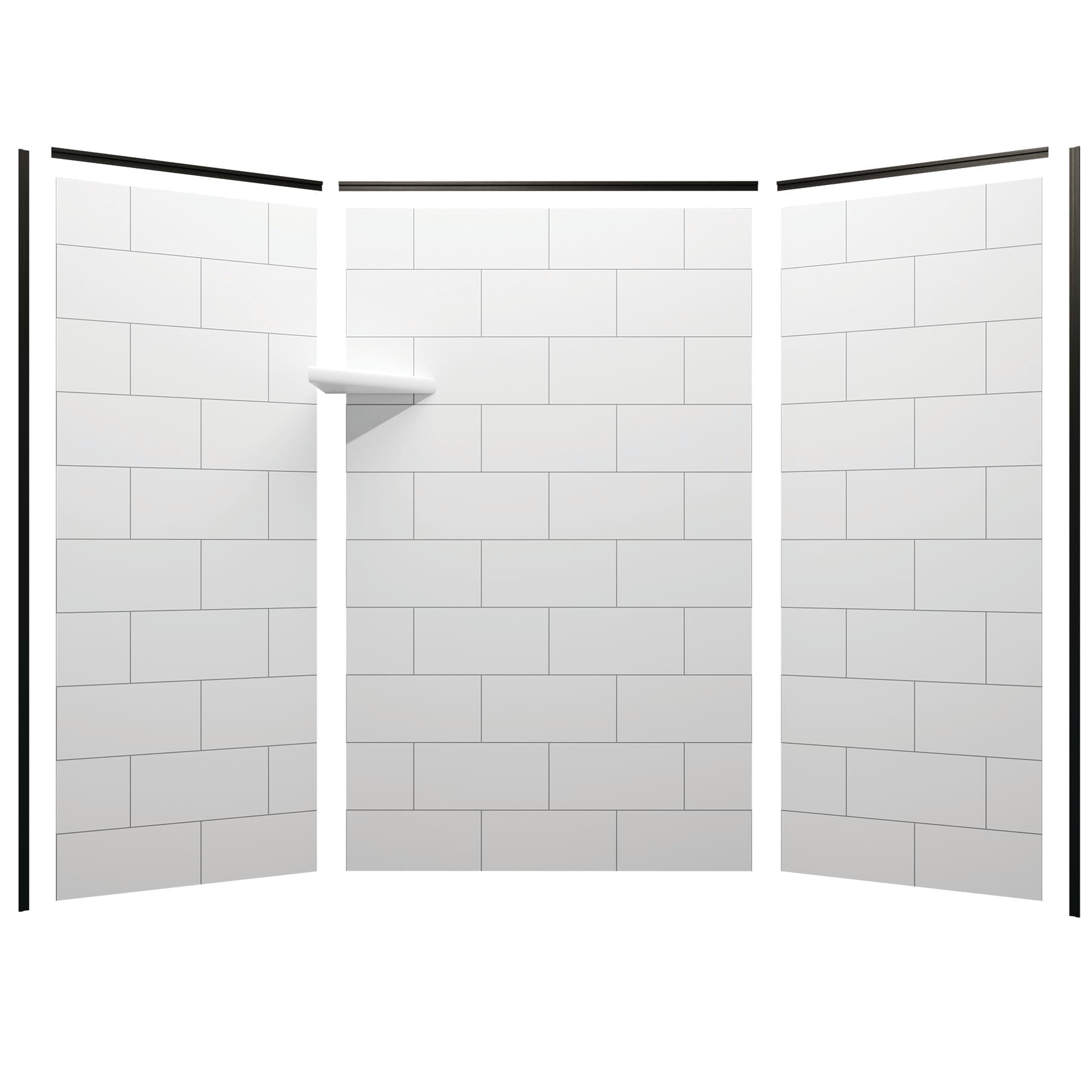 Revestimiento de pared para regadera de alcoba de 3 piezas con gris y detalles en negro de FlexStone 60 pulgadas de ancho x 36 pulgadas de profundidad x 80 pulgadas de altura