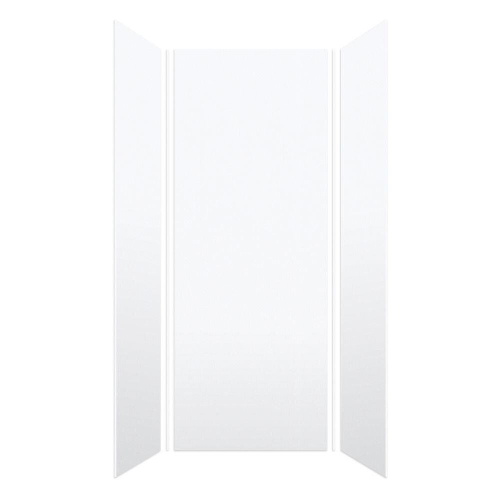 Kit de panel de ducha para albañilería Transolid Saramar Velvet 36 pulgadas de ancho x 36 pulgadas de profundidad x 96 pulgadas de altura en terciopelo blanco 3.0 piezas, modelo SWK363696-21V