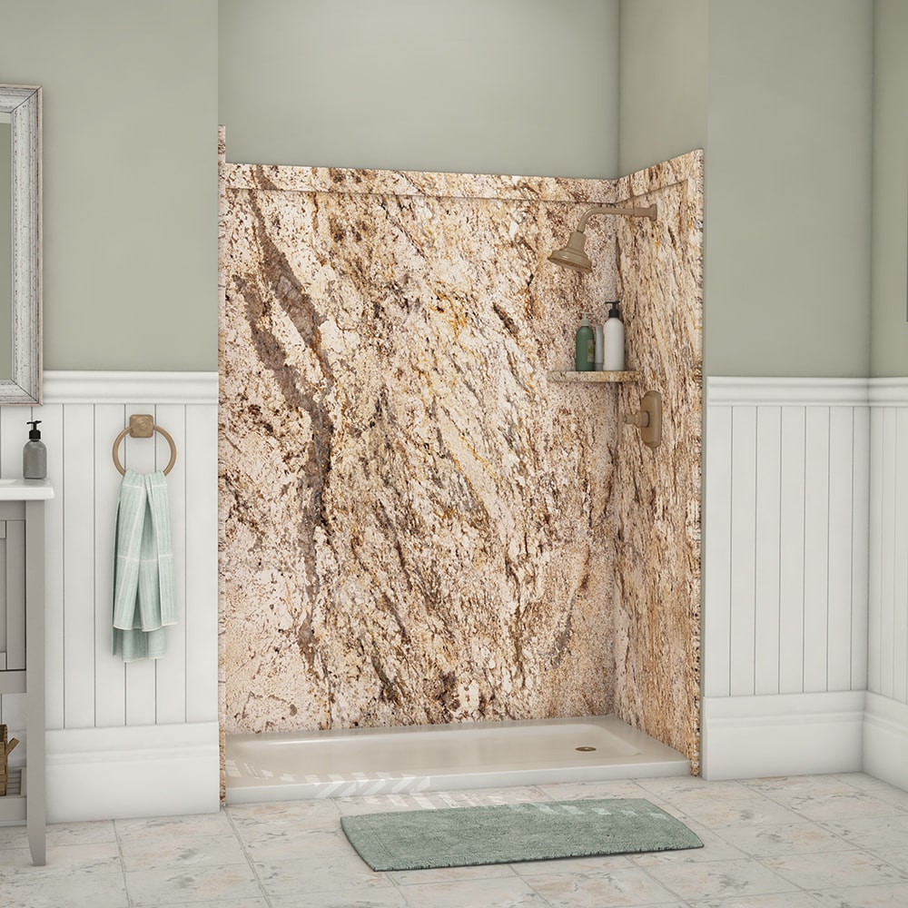 Recubrimiento de pared de ducha encaje FlexStone Royale Golden Beaches de 60 pulgadas de ancho x 36 pulgadas de profundidad x 80 pulgadas de alto - 3 piezas