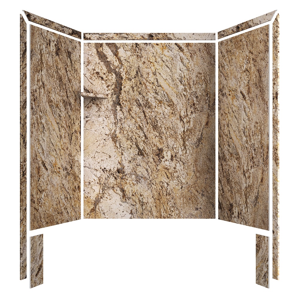 Recubrimiento de pared de ducha encaje FlexStone Royale Golden Beaches de 60 pulgadas de ancho x 36 pulgadas de profundidad x 80 pulgadas de alto - 3 piezas