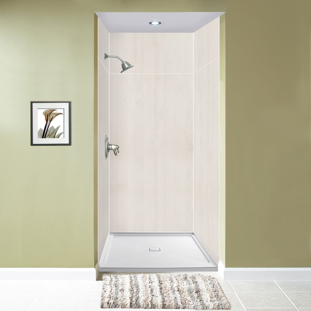 Kit de panel de ducha de alcoba de 3.0 piezas de roble blanqueado Transolid Expressions de 36 pulgadas de ancho x 36 pulgadas de profundidad x 96.0 pulgadas de altura EWKX363696-45