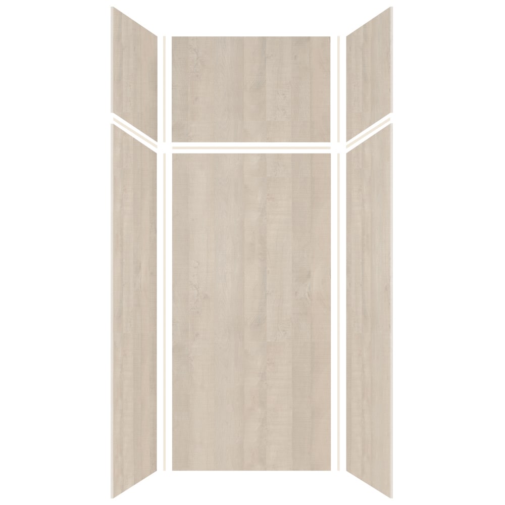 Kit de panel de ducha de alcoba de 3.0 piezas de roble blanqueado Transolid Expressions de 36 pulgadas de ancho x 36 pulgadas de profundidad x 96.0 pulgadas de altura EWKX363696-45