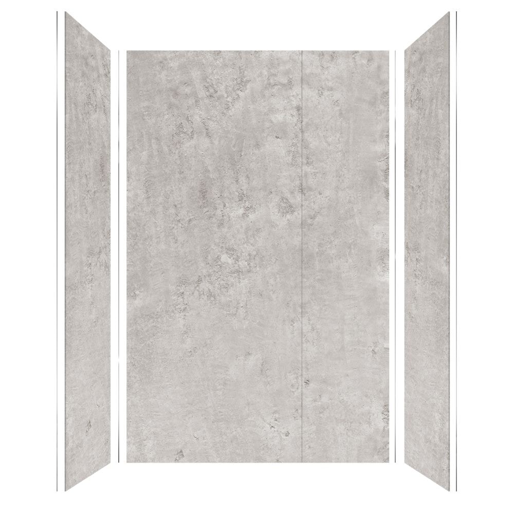 Kit de panel de ducha para alcoba de Transolid Titan 60 pulgadas de ancho x 36 pulgadas de profundidad x 96 pulgadas de altura en color gris céfiro/texturizado 4.0 - Pieza de instalación con pegamento TWK603696-KI34T