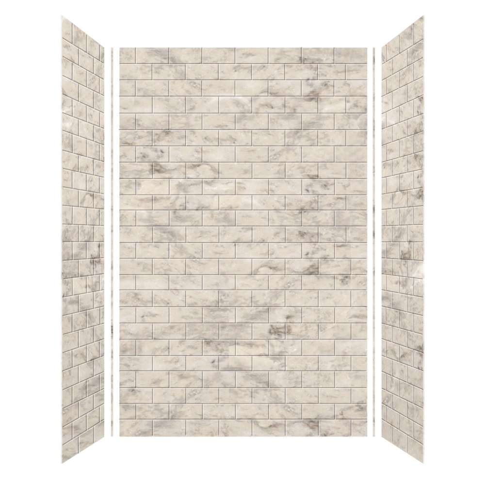 Kit de panel de ducha acoplado con pegamento de 3.0 piezas SaraMar Transolid de 60 pulgadas de ancho x 36 pulgadas de profundidad x 96 pulgadas de altura en crema de arena SWK603696-49.