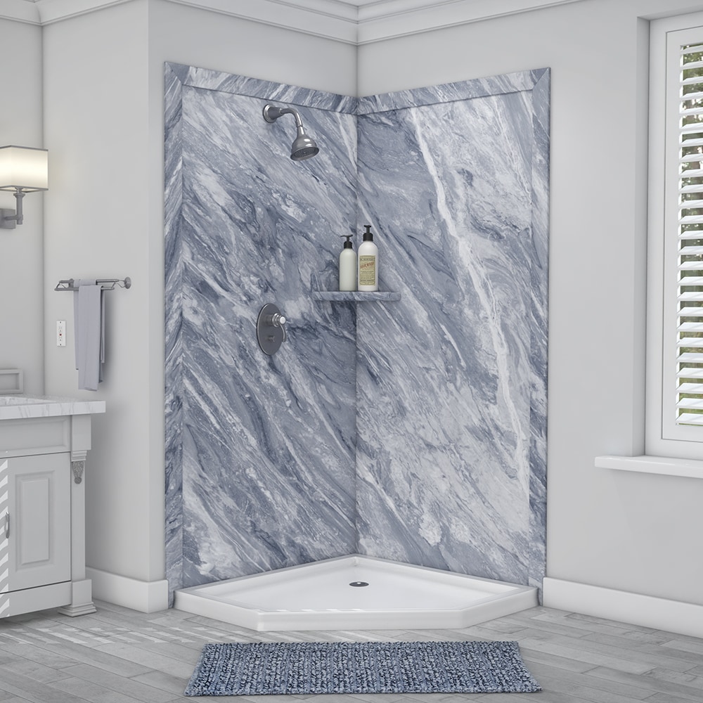 Panel de pared esquinero para ducha de 2 piezas FlexStone Splendor 40 pulgadas de ancho x 40 pulgadas de profundidad x 80 pulgadas de altura Beaumont 2.0