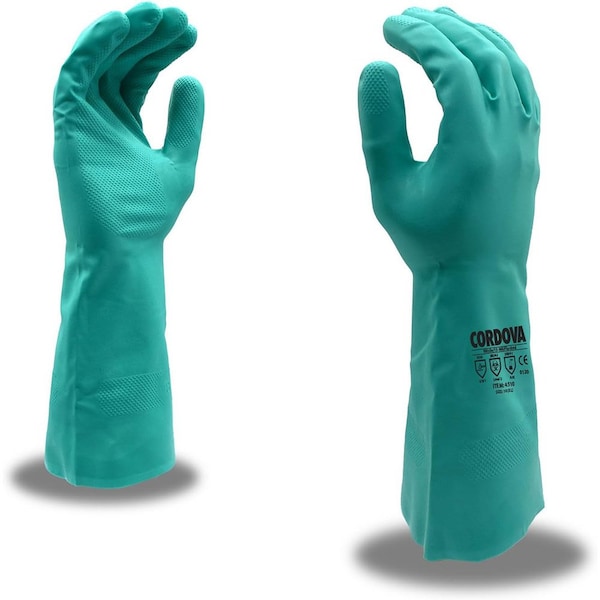 Guantes de nitrilo verde Cordova, 15 mil, premium, sin forro, sin soporte - Talla 11, paquete de 12 - 4511.