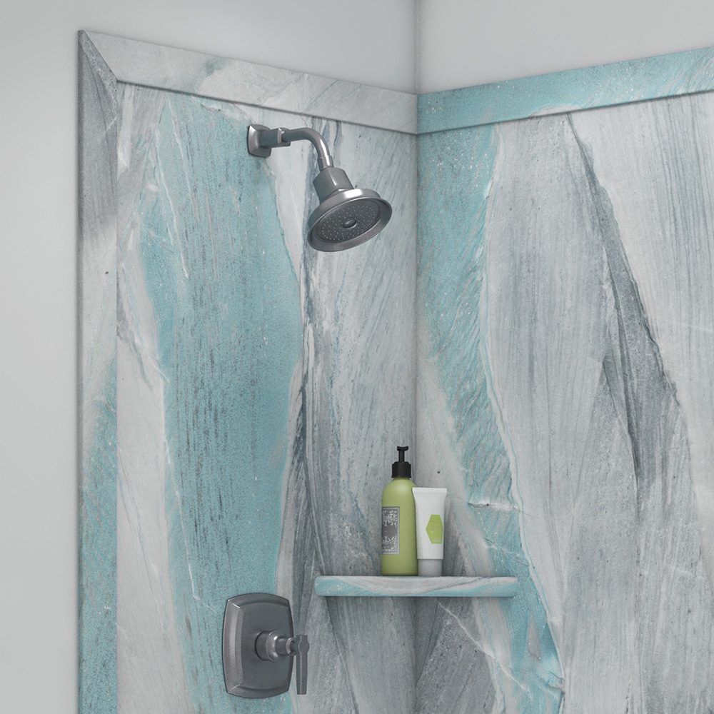 Pared de esquina para ducha de panel de pared con pegamento FlexStone Elegance 2 Triton 2.0, 48 pulgadas de ancho x 36 pulgadas de profundidad x 80 pulgadas de alto