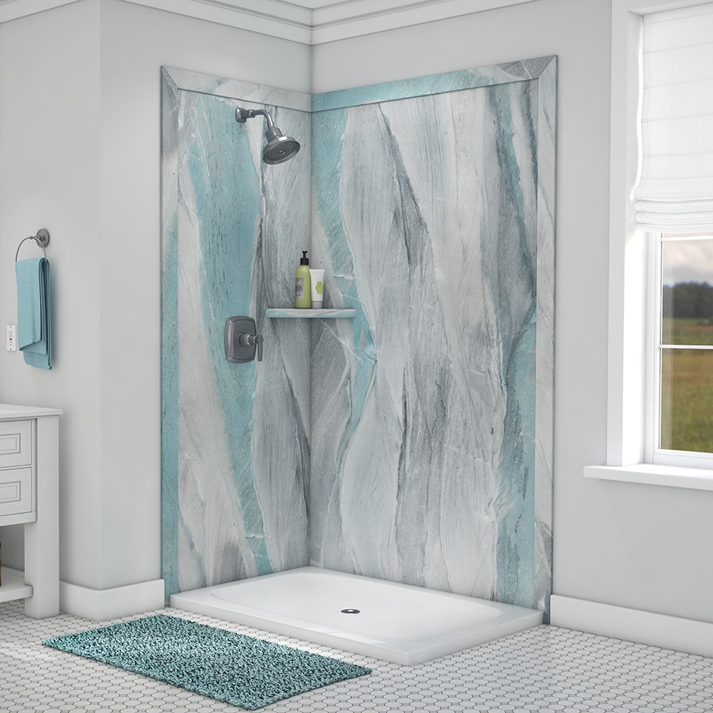 Pared de esquina para ducha de panel de pared con pegamento FlexStone Elegance 2 Triton 2.0, 48 pulgadas de ancho x 36 pulgadas de profundidad x 80 pulgadas de alto