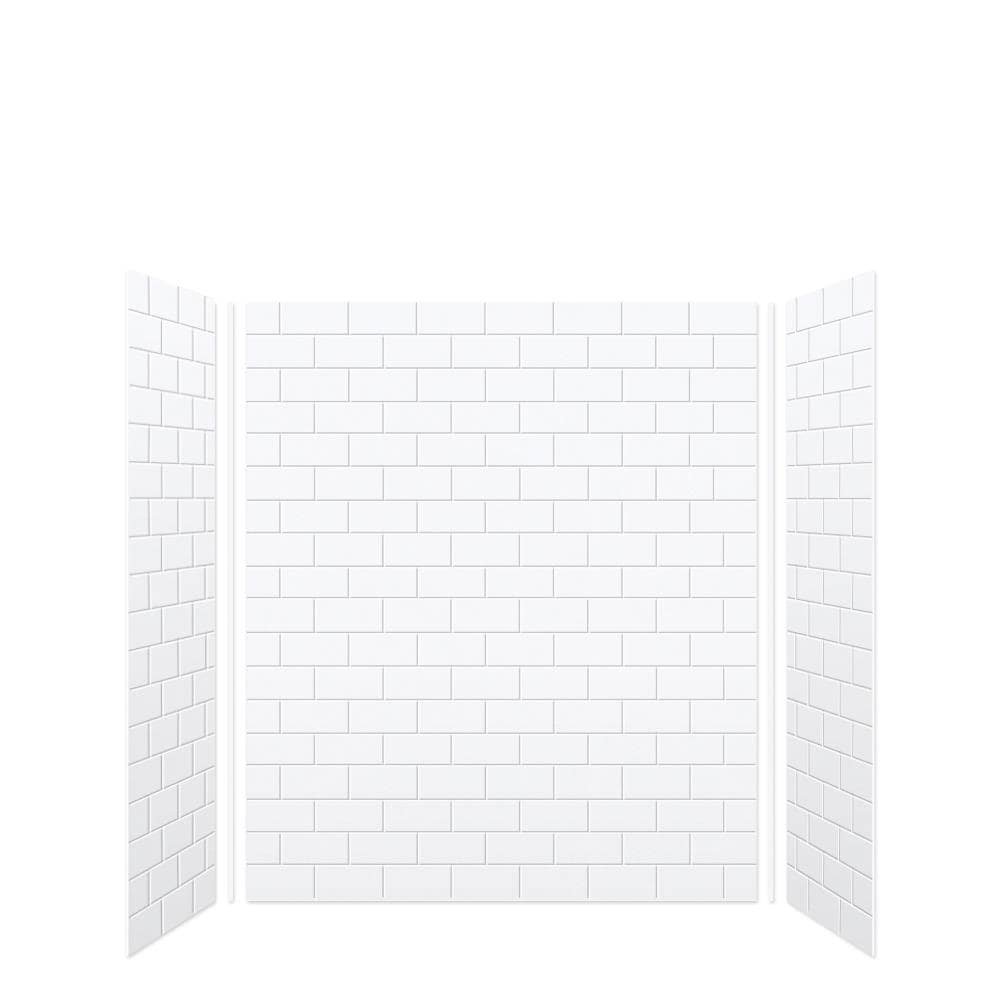 Kit de panel de ducha de alcoba de 3.0 piezas con pegamento Transolid SaraMar de 60 pulgadas de ancho x 36 pulgadas de profundidad x 72 pulgadas de alto en blanco SWK603672-21