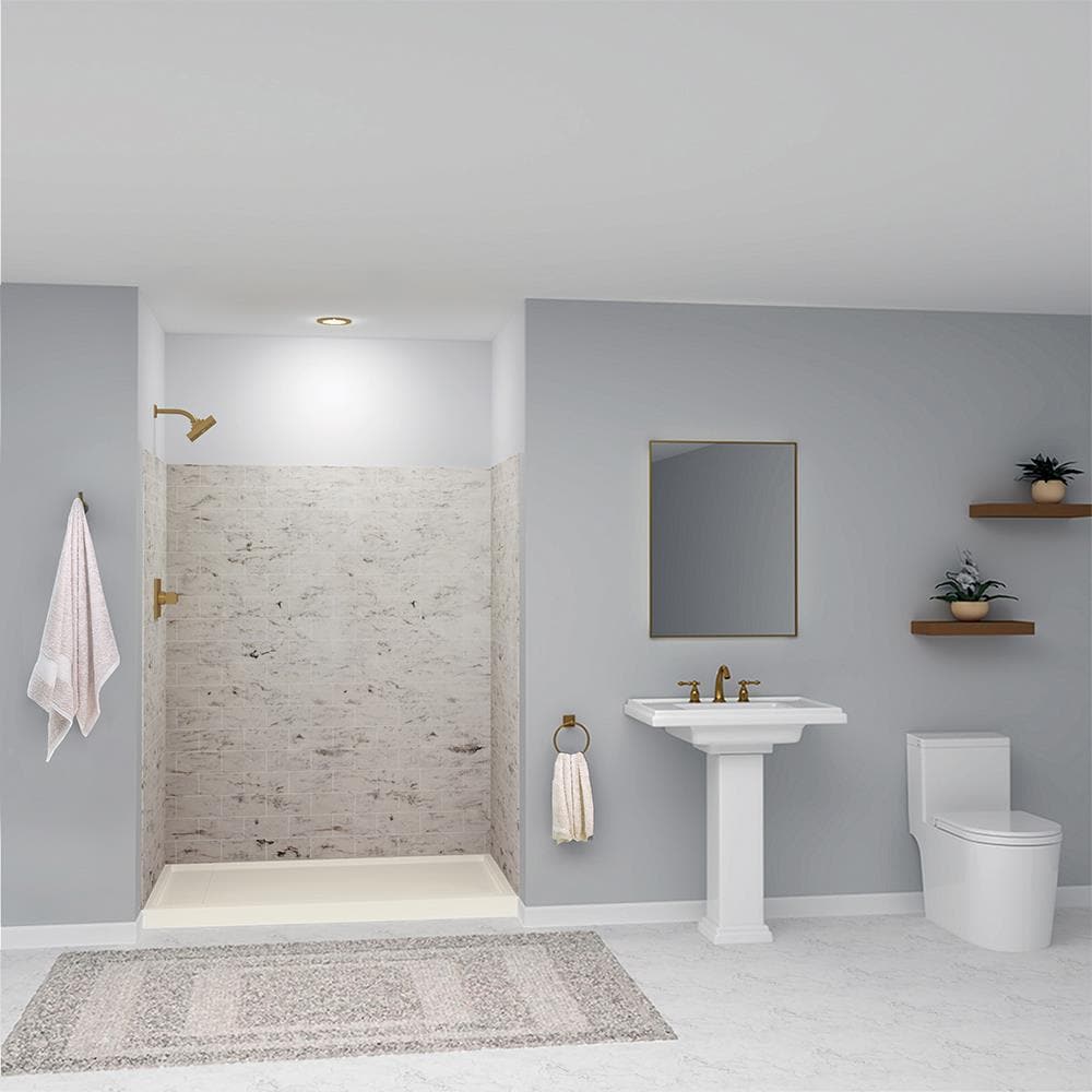 Kit de panel de ducha encajable de alcoba de Sand Creme de 3.0 piezas Transolid SaraMar de 60 pulgadas de ancho por 36 pulgadas de profundidad por 72 pulgadas de altura SWK603672-49
