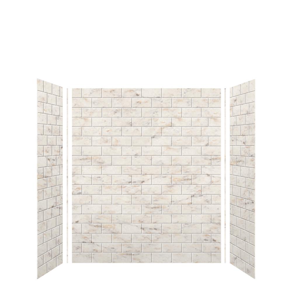 Kit de panel de ducha en alcoba de 3.0 piezas de mármol biscotti Transolid SaraMar de 60 pulgadas de ancho x 36 pulgadas de profundidad x 72 pulgadas de alto SWK603672-48