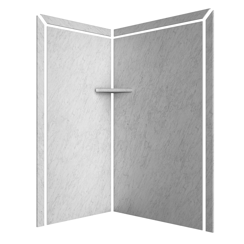 Panel de pared de esquina para ducha FlexStone Elegance 2 48 pulgadas de ancho x 36 pulgadas de profundidad x 80 pulgadas de alto en acabado Frost 2.0 -Pieza de instalación con pegamento SSK48367821FR