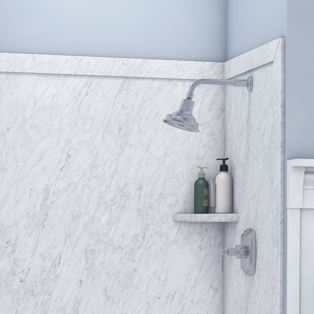 Panel de pared de esquina para ducha FlexStone Elegance 2 48 pulgadas de ancho x 36 pulgadas de profundidad x 80 pulgadas de alto en acabado Frost 2.0 -Pieza de instalación con pegamento SSK48367821FR