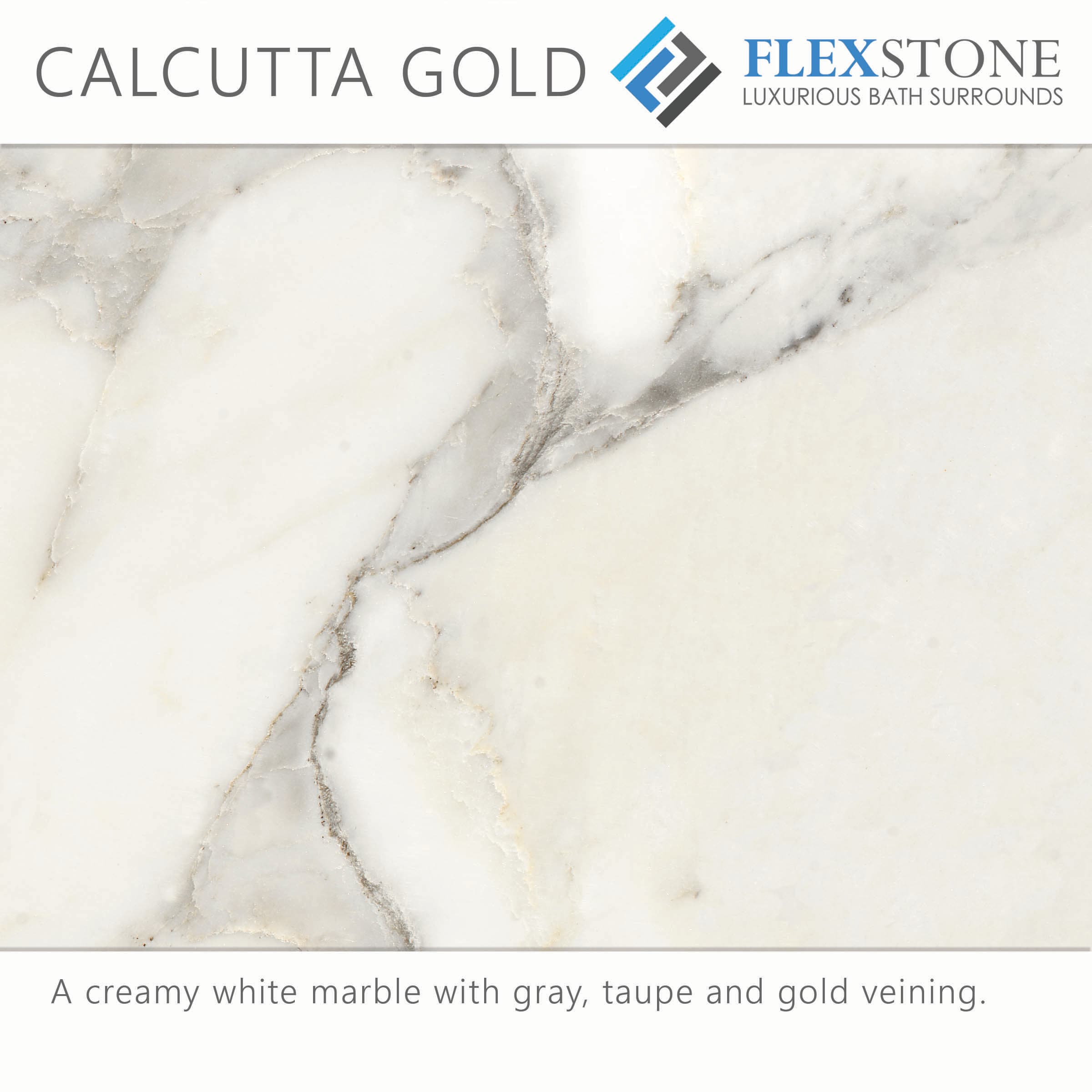Mampara de ducha FlexStone Adaptable de 60 pulgadas de ancho x 60 pulgadas de profundidad x 80 pulgadas de altura en acabado Calcutta Gold de 3 piezas
