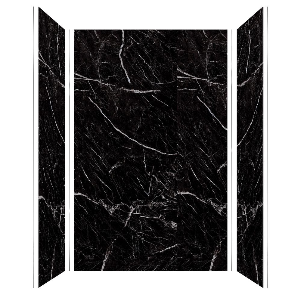 Kit de panel de ducha en alcoba Transolid Titan 60 pulgadas de ancho x 36 pulgadas de profundidad x 96 pulgadas de alto en negro Caruso/brillante 4.0 piezas para pegar TWK603696-KI03G.