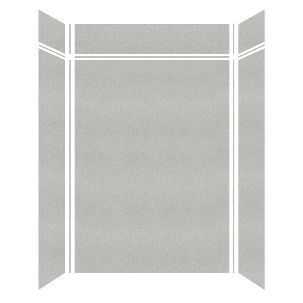 Kit de panel de ducha de alcoba con acabado en terciopelo gris de playa de 3.0 piezas, 36 pulgadas de ancho x 36 pulgadas de profundidad x 96 pulgadas de altura Transolid Saramar Velvet SWKX60368412-27V
