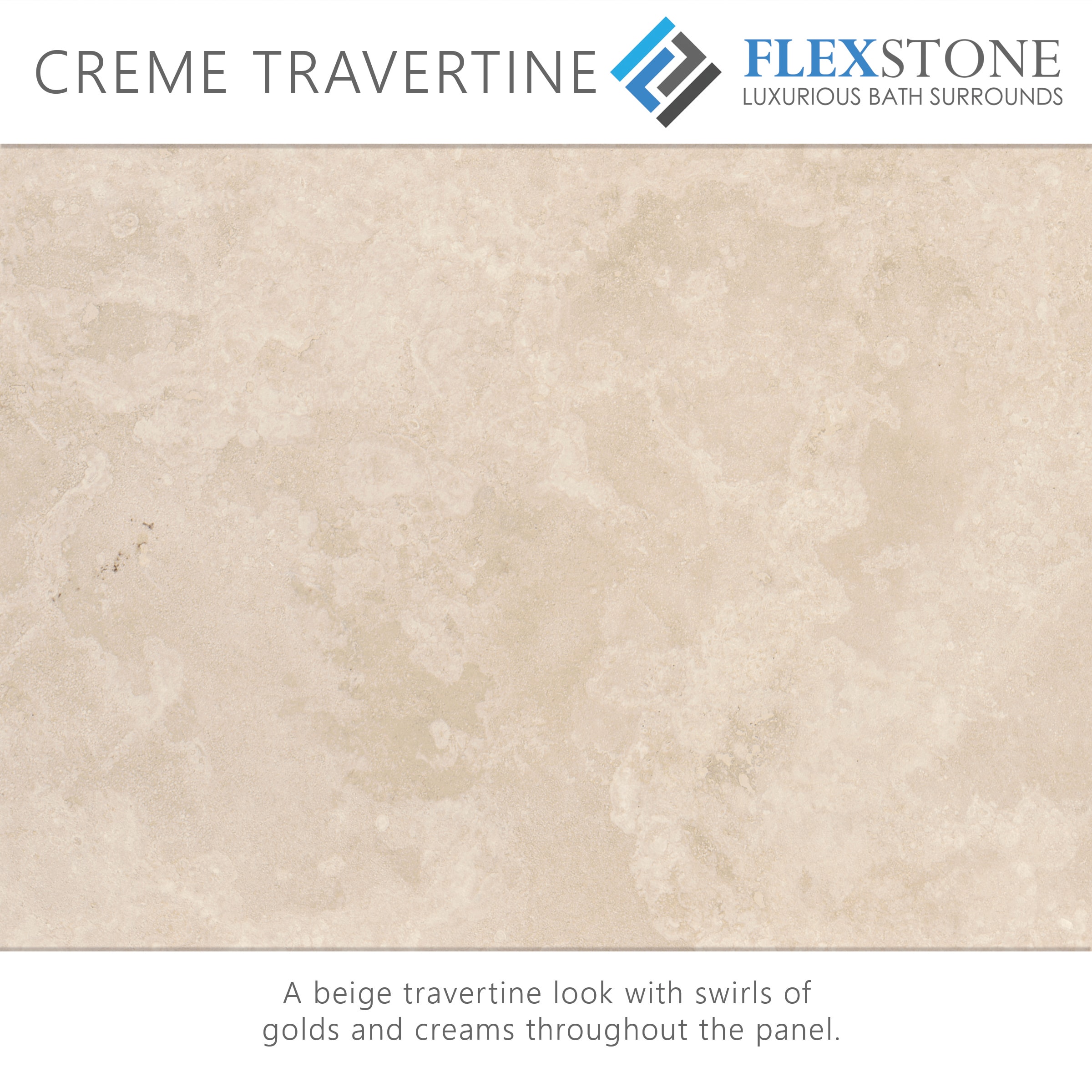 Revestimiento de pared para regadera en alcoba FlexStone Elegance 3 en Travertino Crema de 48 pulgadas de ancho x 36 pulgadas de profundidad x 80 pulgadas de altura, de 3 piezas con sistema de pegado SSK48367831CT.