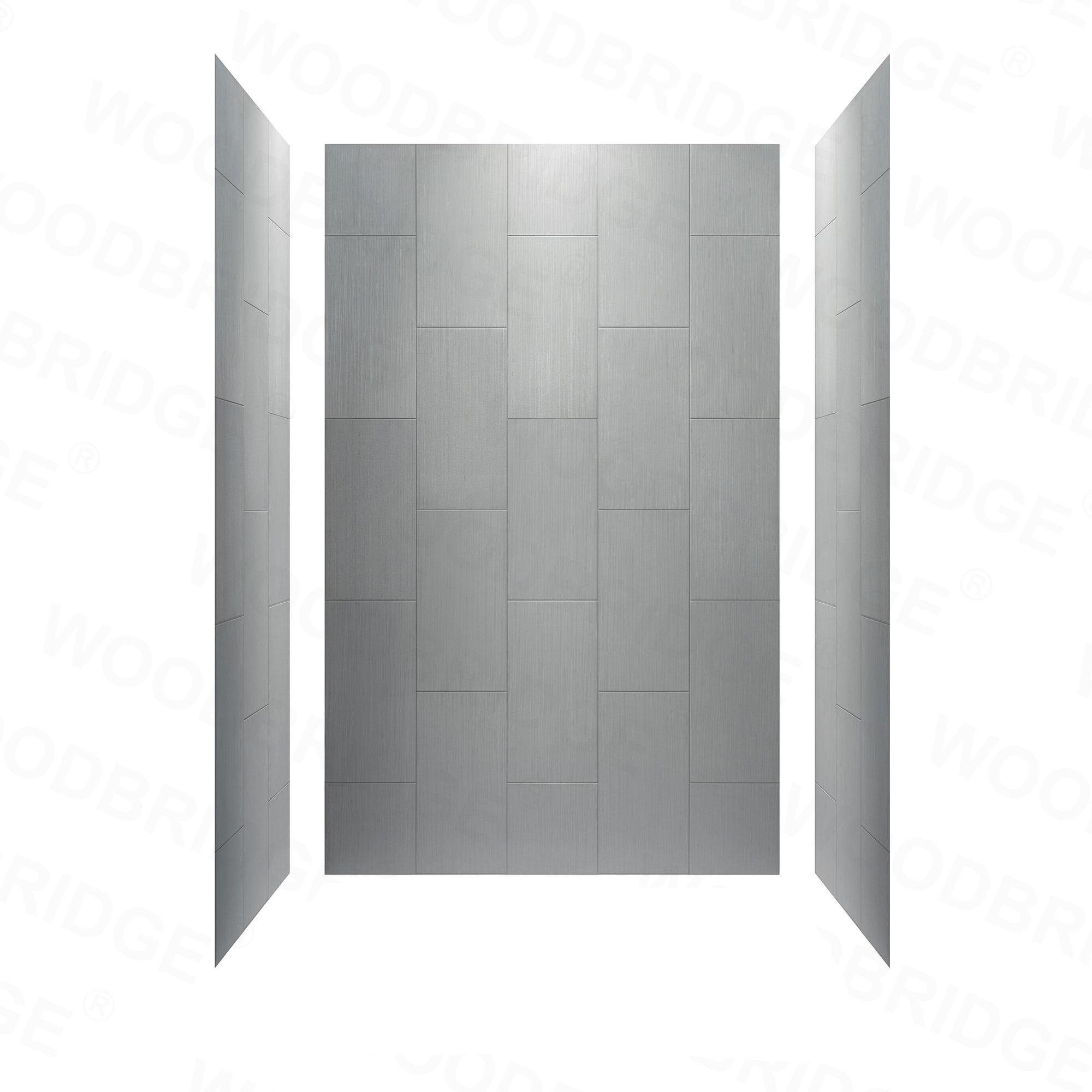 Kit de panel de ducha alcove Woodbridge Wooler de 60 pulgadas x 60 pulgadas x 36 pulgadas en gris mate de 3.0 piezas